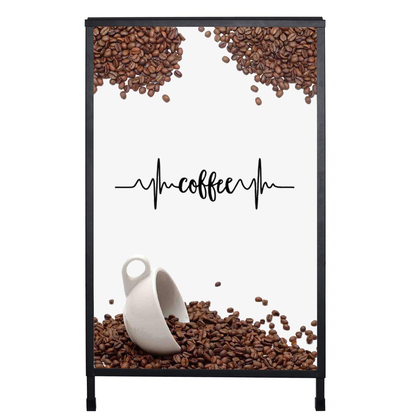 AKTOP Heavy Duty A Frame Sidewalks Signs 24 x 36 Inch, Double-Sided Metal Sandwich Board Slide-in Folding Outdoor Signboard, Large Display Sign Holder for Businesses Advertising Poster