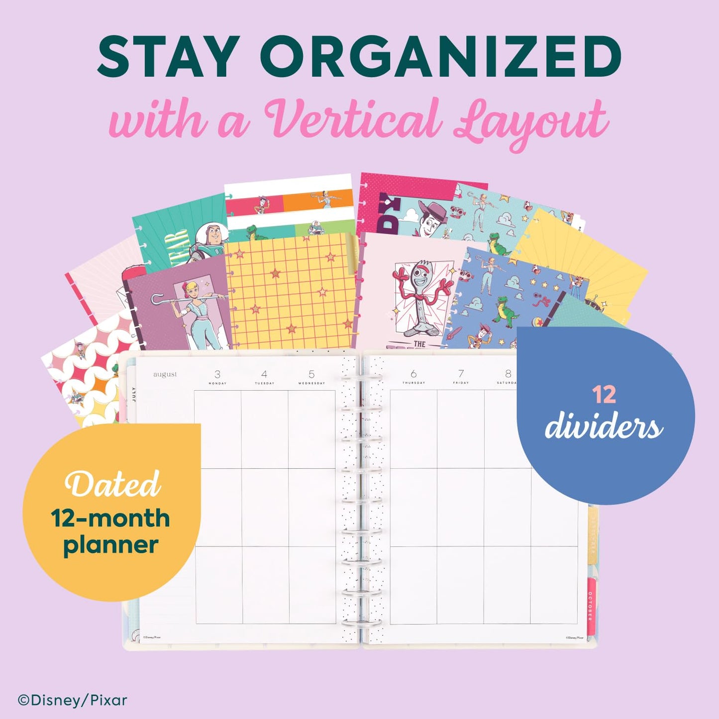 Happy Planner Disney Toy Story 12-Month Disc-Bound Planner, July 2026–June 2027, Classic Size, Vertical Layout, Woody and Friends