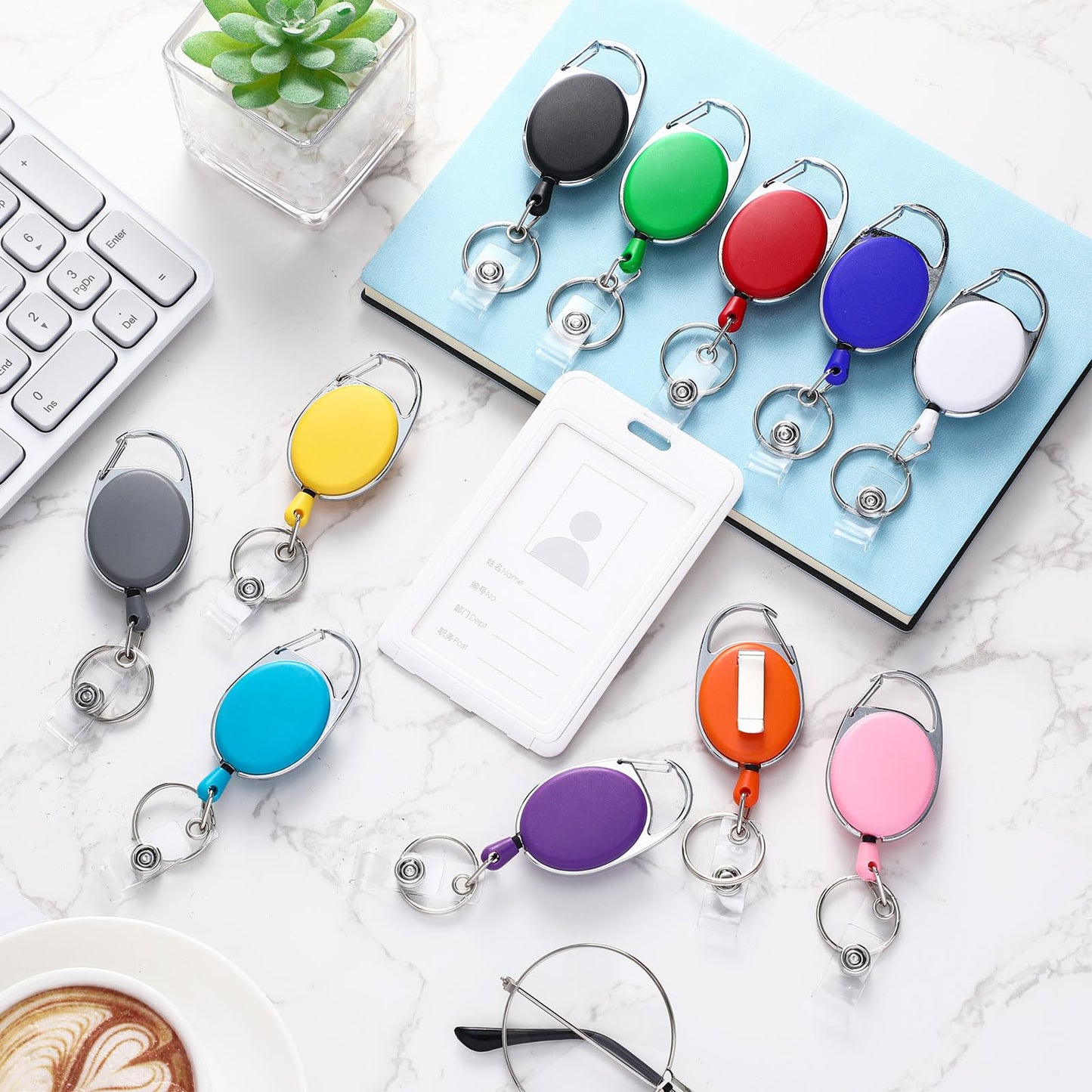 Yaomiao 60 Pack Retractable Badge Holder Reel with Clips Heavy Duty ID Card Holder Reels Bulk with Key Ring for Office Worker Doctor Nurse Employee School Students (Colorful)