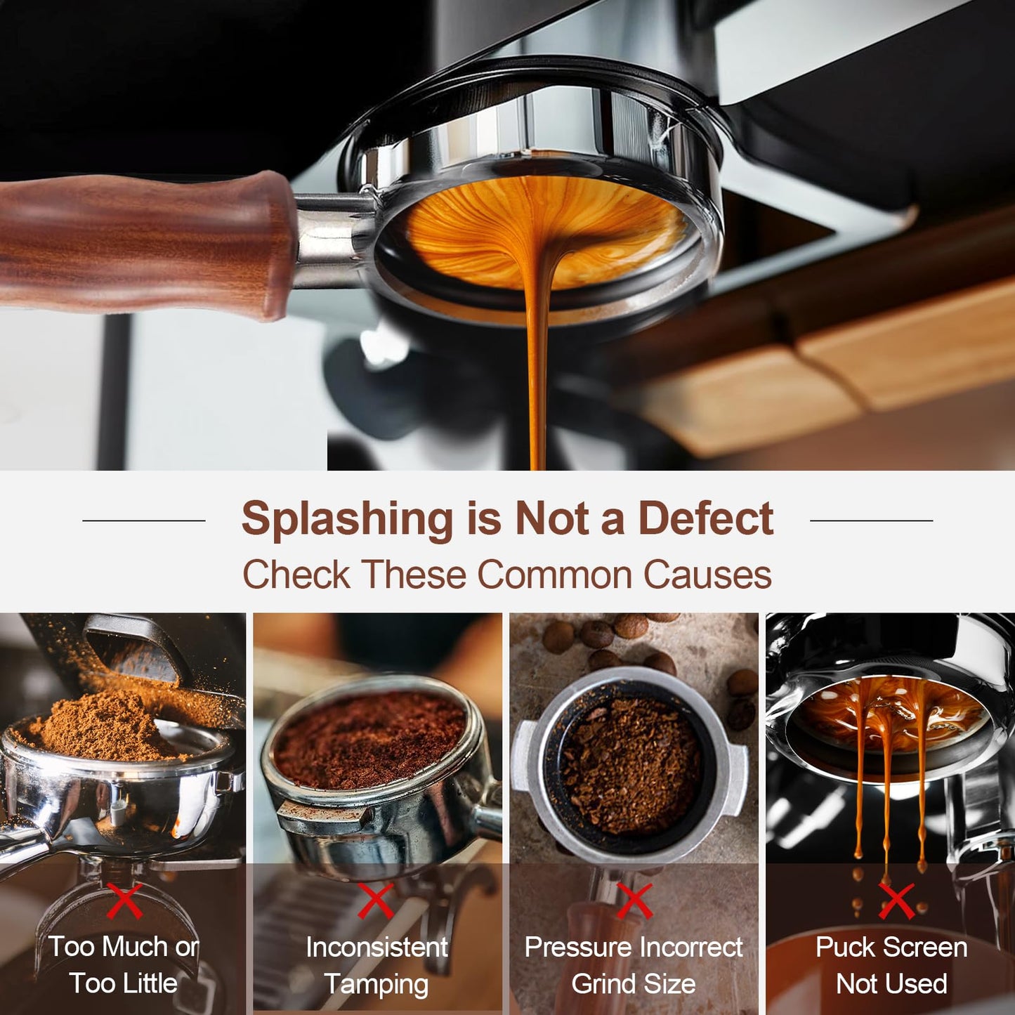 WhaleSiper 54mm Bottomless Portafilter with Puck Screen, Compatible with Breville BES870/880 & Solis etc., 3-Ear Stainless Head