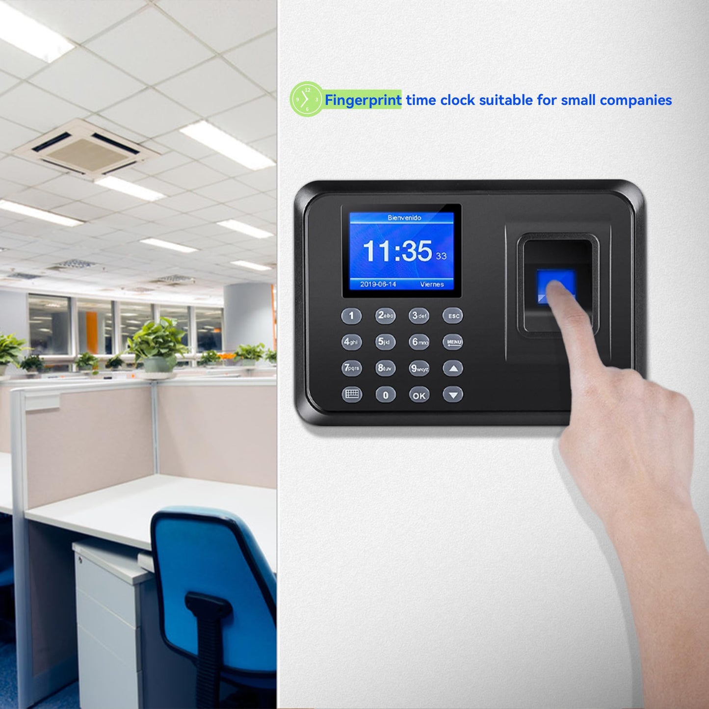 Diseleri Time Clock-Time Clocks for Employees Small Business-Fingerprint & Digital Attendance Machine, 0 Monthly Fee Office in/Out Punch Clock, No WiFi/Software Required