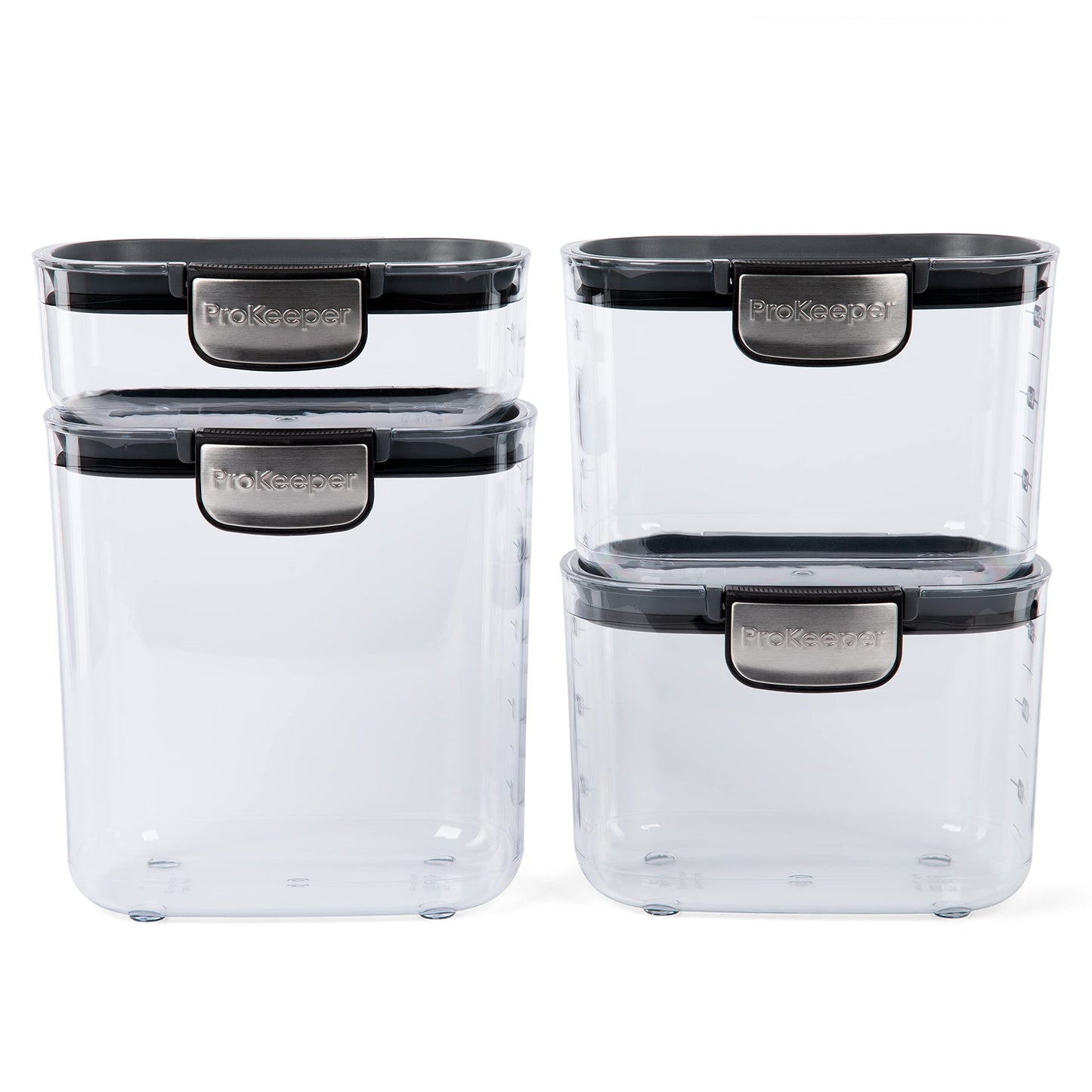 Progressive International ProKeeper+ 4-Piece Clear Plastic Modular Airtight Pantry Food/Snack Kitchen Storage Organization Container Canister Set