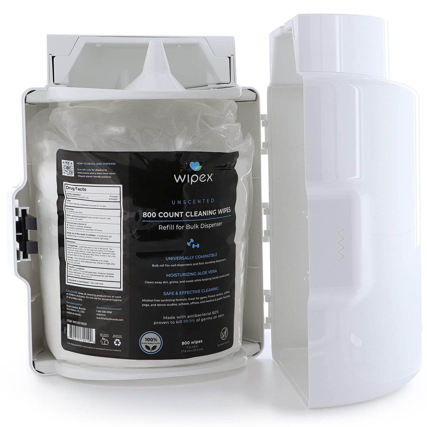 Wipex Fitness Wipes Refill - 800ct Antibacterial Hand Sanitizing Wipe with Safe Plant Based Cloth, Bulk Commercial Size - Great for Gyms, Studios, Clubhouse & Public Facilities