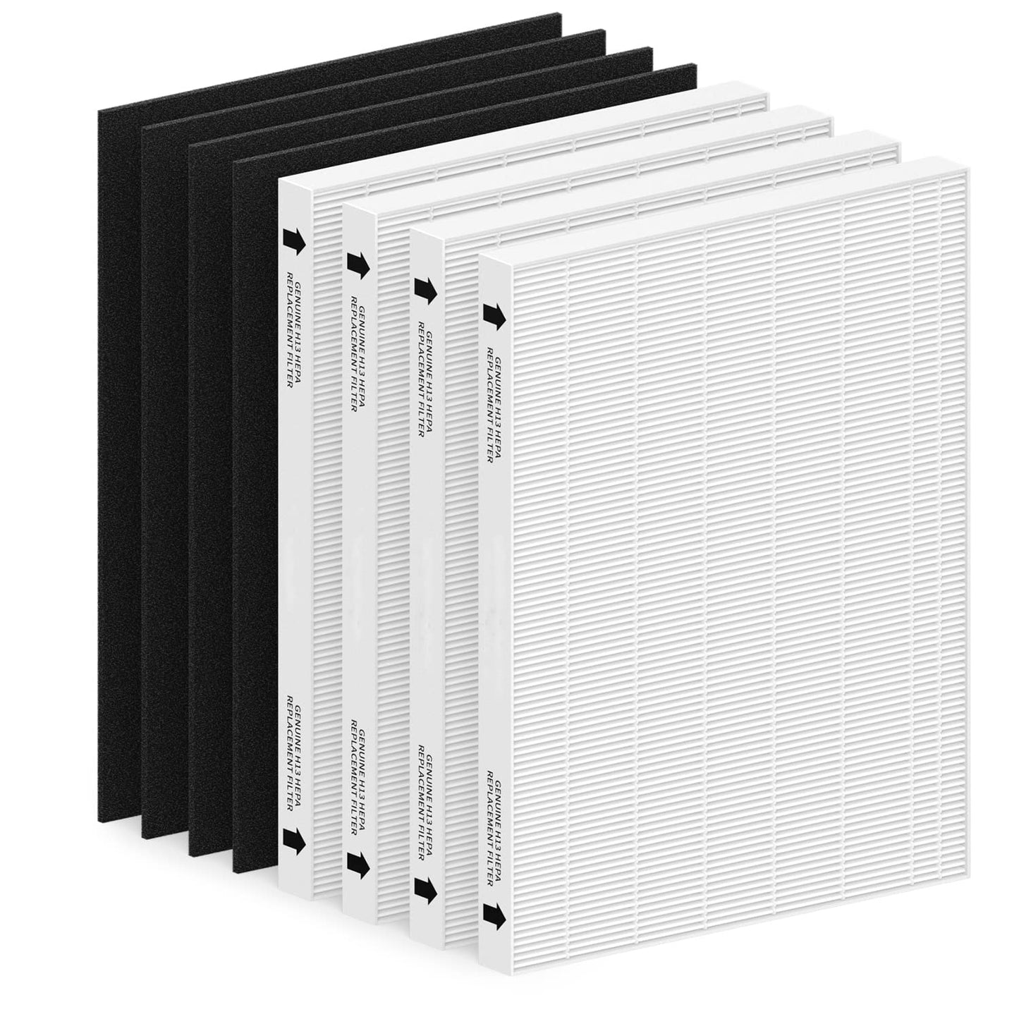 CFKREYA 4 Pack Air Filter Replacement for Fellowes AeraMax 290/300/DX95 Purifiers and HF-300/AP-300PH, Fits Part# 9287201 & 9324201, 4 Filter and 4 Carbon Filter