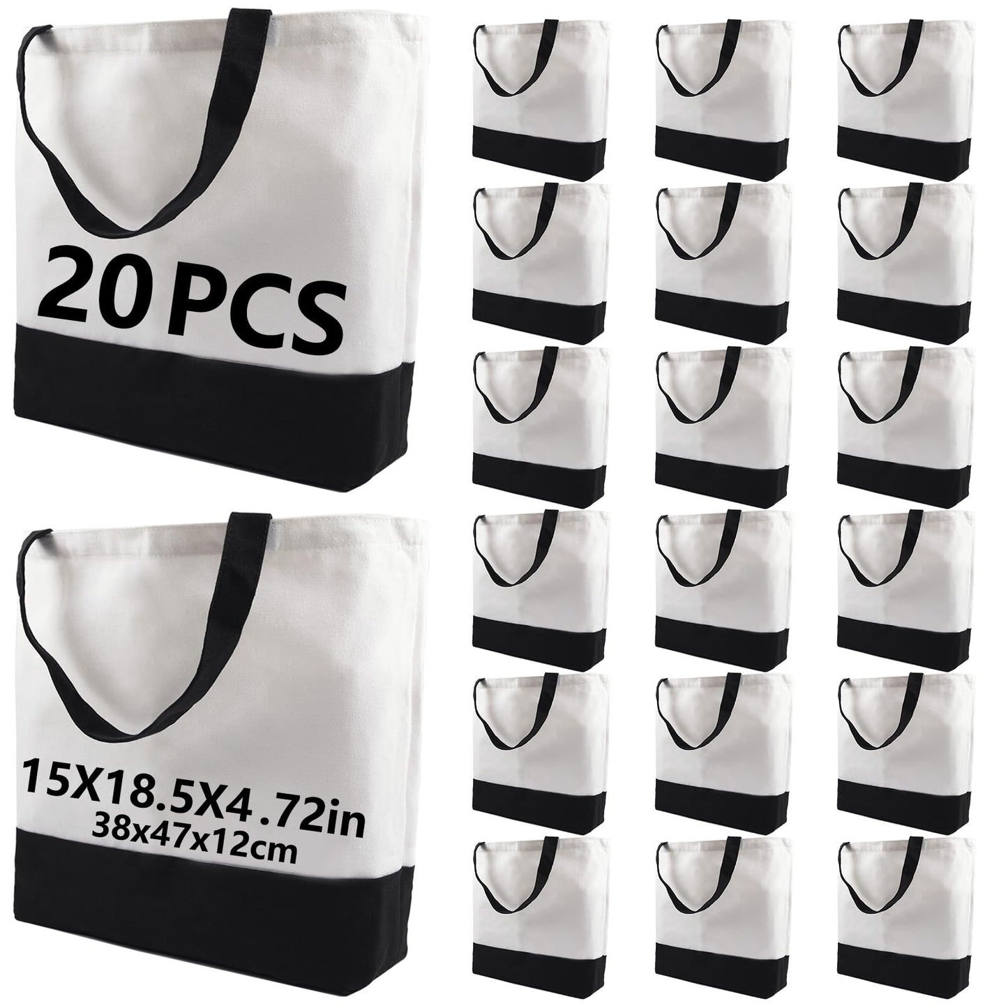 OKBA 20 pcs Sublimation Tote Bags,polyester tote bags for sublimation, blank canvas tote bags for DIY Crafting and Decorating