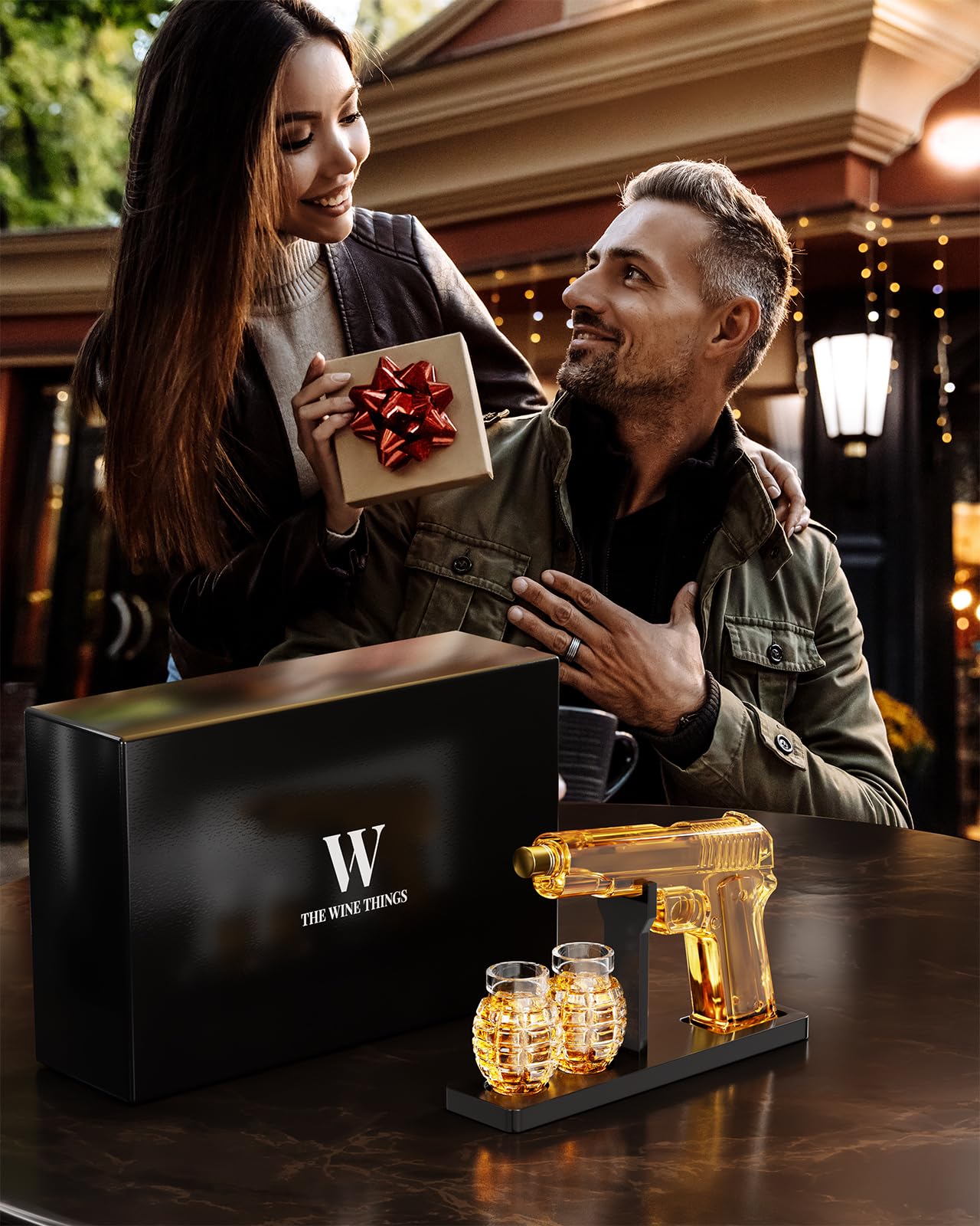 Gifts for Men Dad, Whiskey Decanter Set with 2 Glasses, Ideas for Father, Husband, Boyfriend, Brother, Military Enthusiasts, Birthday, Anniversary, Valentine's Day, Drinking Accessories for Home Bar