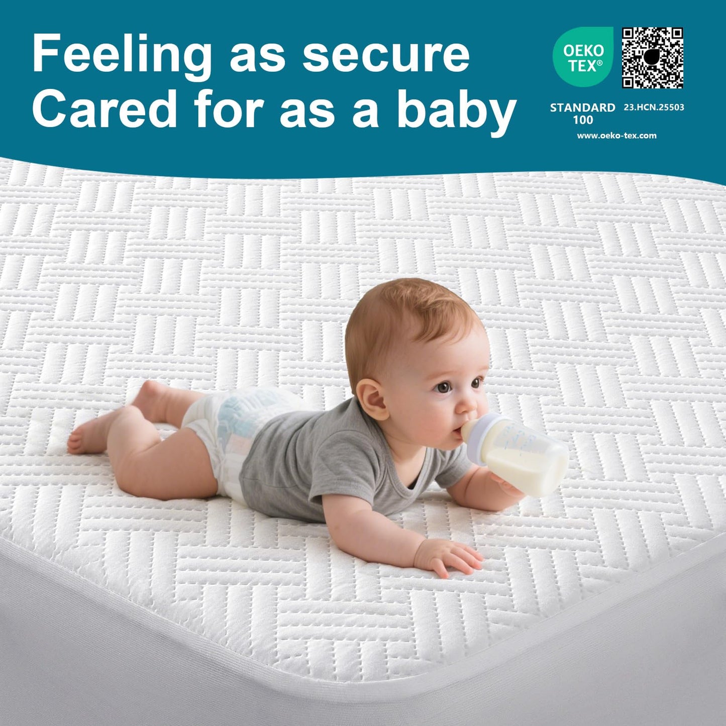 GOPOONY Waterproof Mattress Protector Queen Size - Breathable, Noiseless, Ultra-Soft Bed Cover, Mattress Pad Cover with Deep Stretchable Pockets 8"-21" (White)