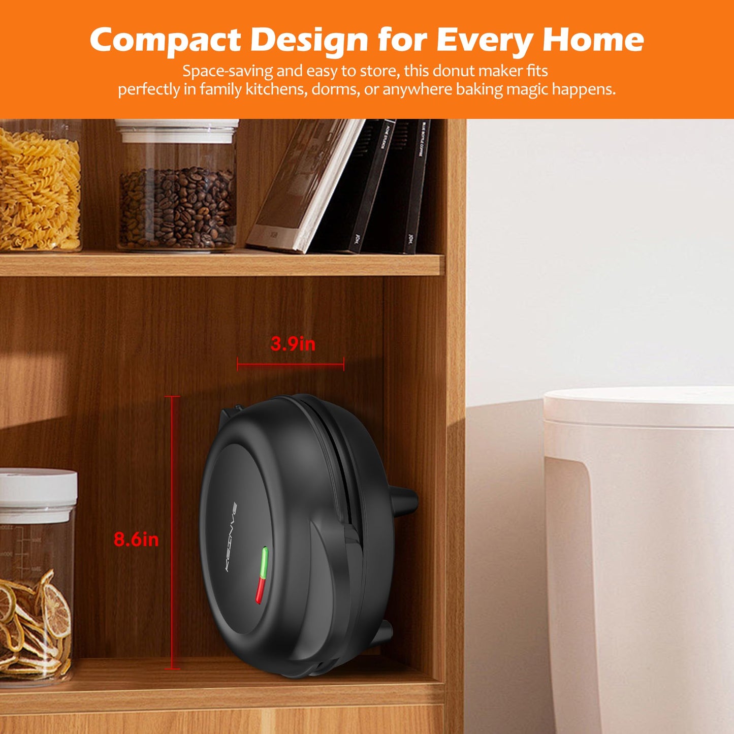 KEINVE Mini Donut Waffle Cake Maker, 7 Slots Home Baking Machine, Great for Breakfast, Snacks, Desserts and More