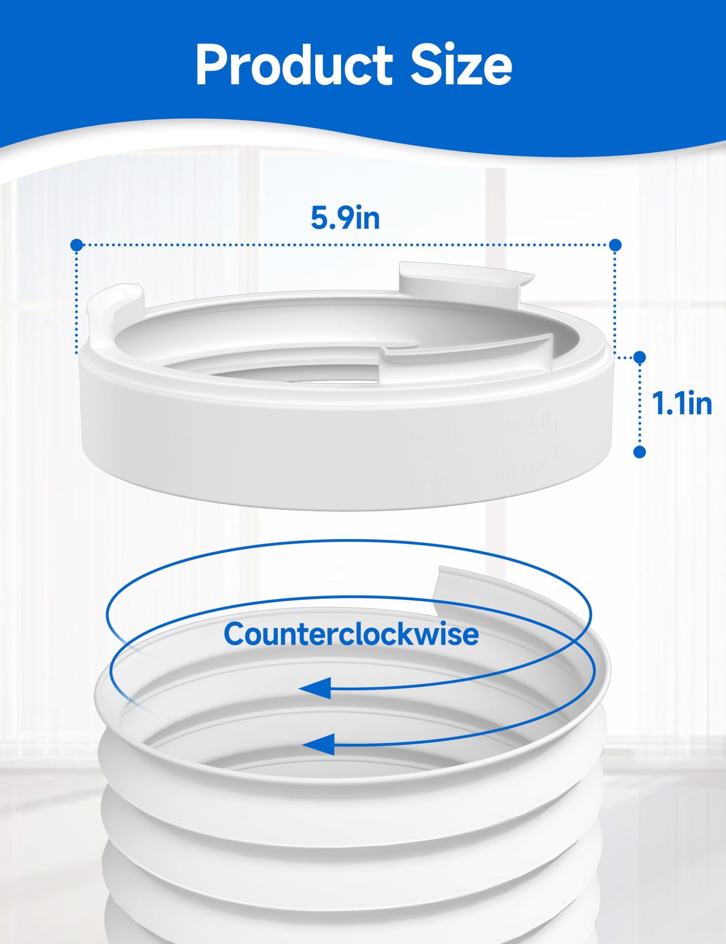 Flexible Portable Air Conditioner Hose Kit, 5.9'' Diameter Counterclockwise AC Exhaust Hose Length to 80" with Adapter, Portable AC Vent Hose for Portable Air Conditioner