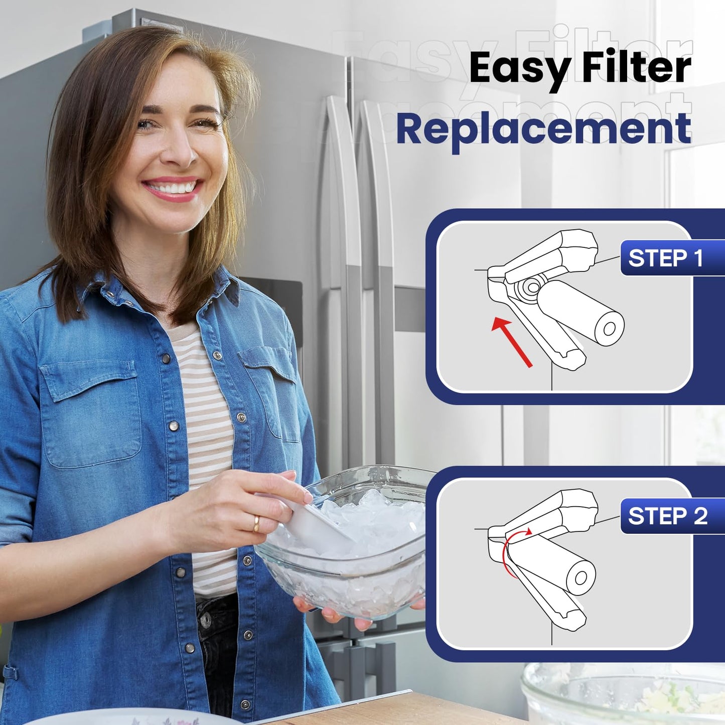 FrigiLife UKF8001 Replacement for EveryDrop Filter 4, Everydrop EDR4RXD1, UKF8001AXX-200, UKF8001P, Whirlpool 4396395, 469006, FMM-2 MPF15090 WF-UKF8001, SGF-M9 Refrigerator Water Filter, 4PACK