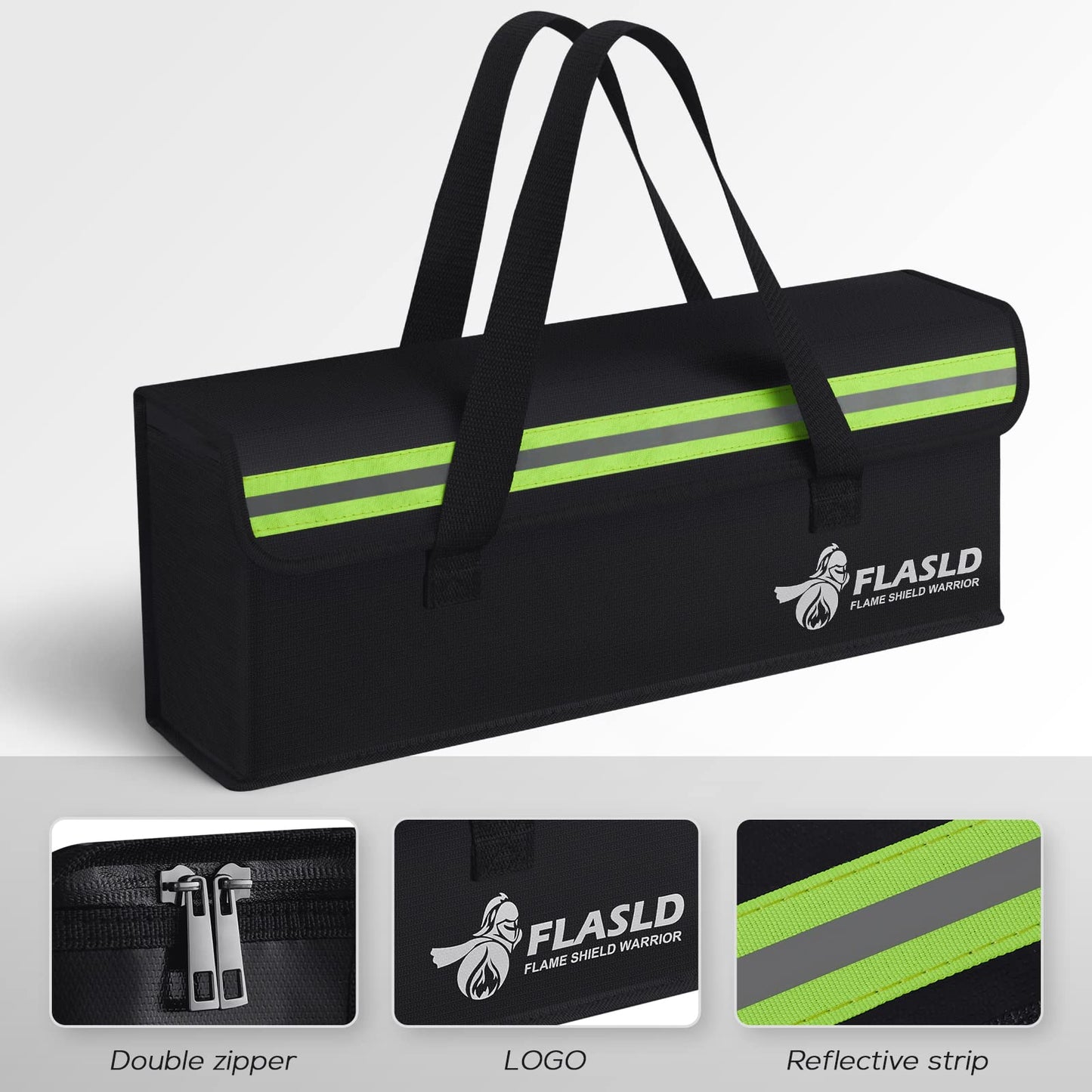 FLASLD 2-Pack Lipo Fireproof Bag Ebike Accessories Battery Charging Case Charge Explosionproof Bag Large Capacity Lipo Battery Storage Guard Safe Box (19.3 x 4.3 x 7in)