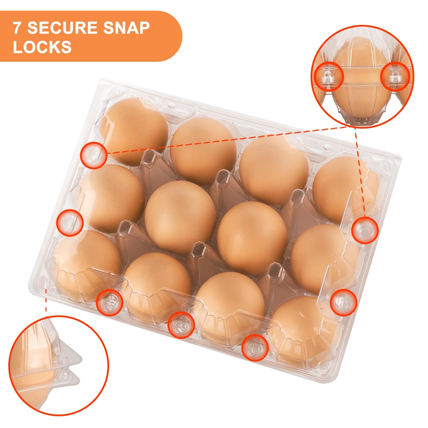 Lixavaer 100 Pack Clear Plastic Egg Cartons, Reusable Stackable Egg Containers for Farm, Market & Fridge Storage, 3×4 Grid