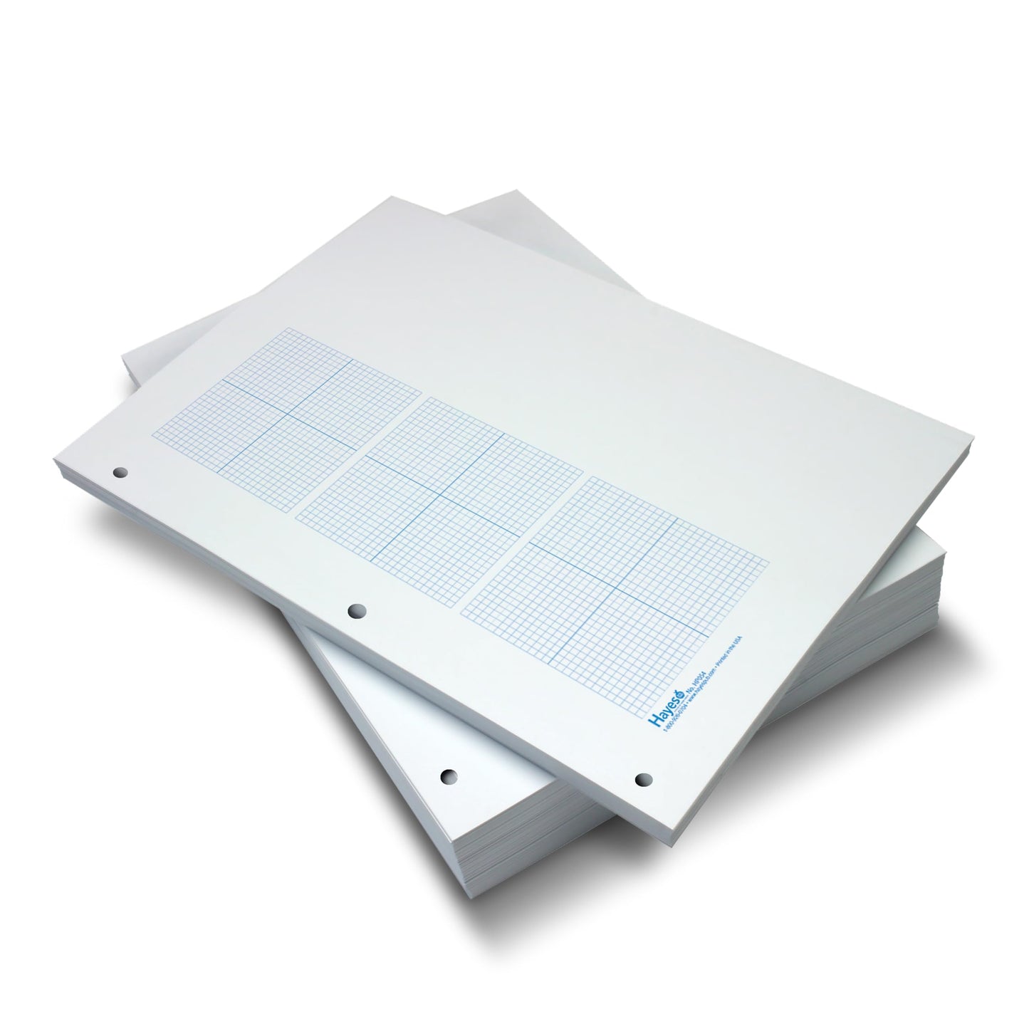 Geyer Instructional Products - 3 Grid Graph Paper, 1/8" Squares and Accentuated Axes, Right Half Blank, Double Sided, Blue Lined, 500 Sheet Ream, Three Hole Punched