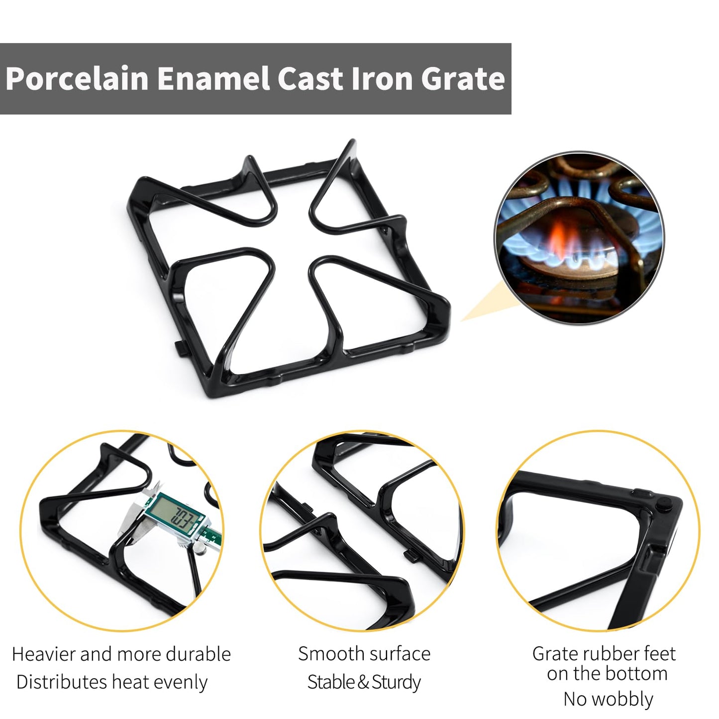 Allstare WB31K10034 Grate Replacement Parts for GE Burner Grate Stove Parts 8.4’’ x 8.46’’ General Electric Gas Range Parts Stove Surface Top Grate Cast Iron Rack 4 Pack