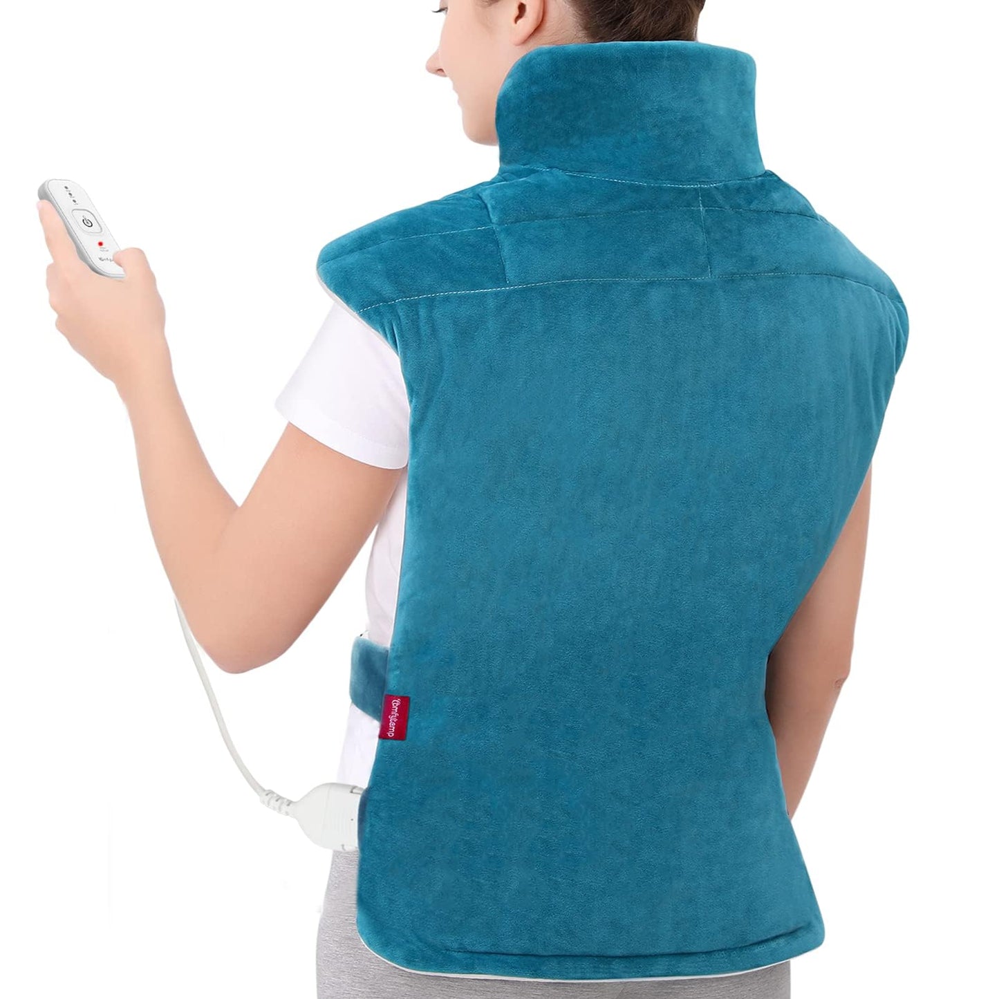 Comfytemp Heating Pad for Back, Neck Shoulder Weighted Design for Snug Fit, 22"x33" FSA Eligible Electric Wearable Throw, 2H Auto-Off, HSA Large Heated Wrap, Machine Washable