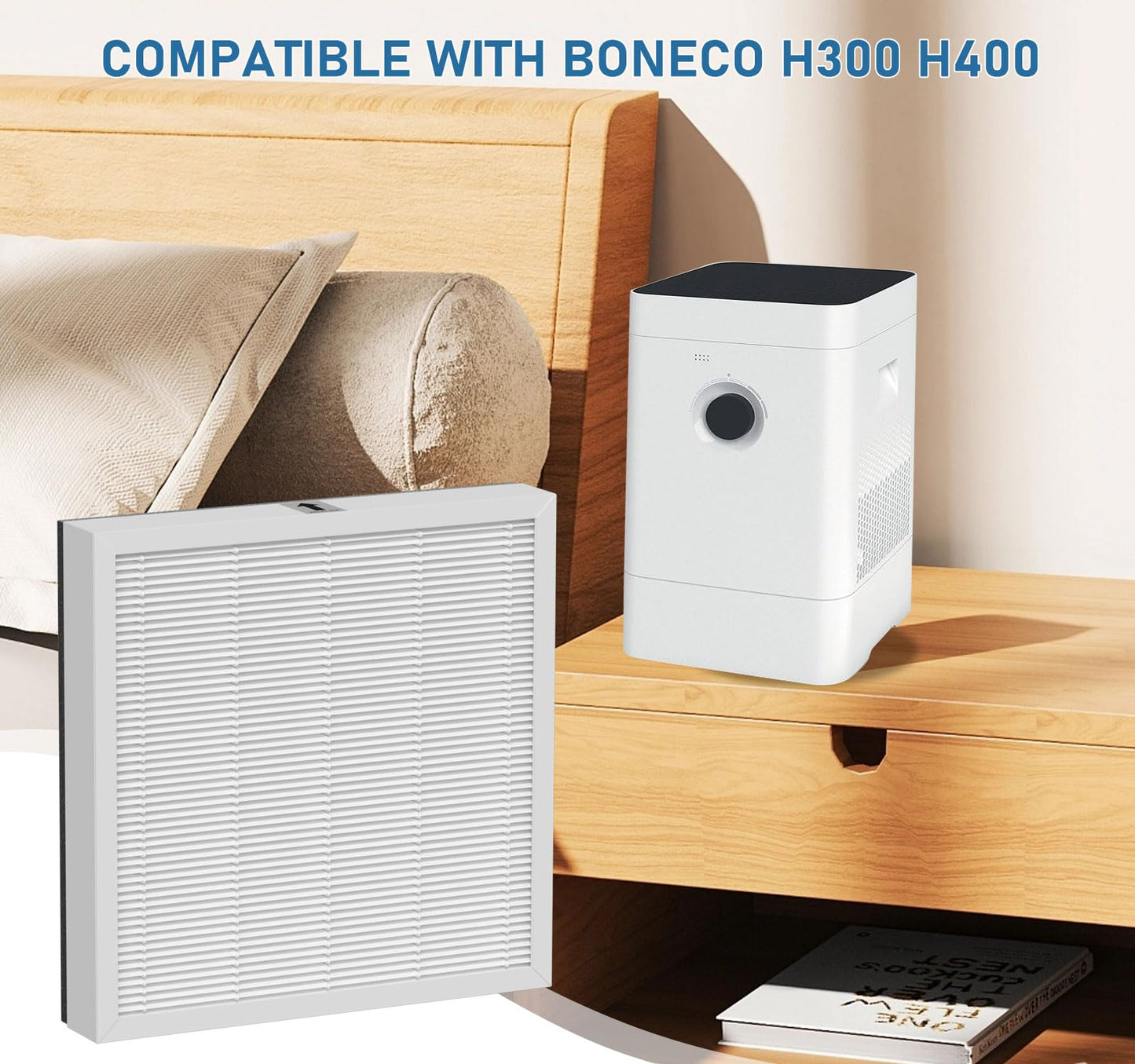 2 Pack AH300 True HEPA Air Filter Replacement Compatible with BONECO H300 H400 Hybrid Humidifier and Air Cleaner Purifier Filter