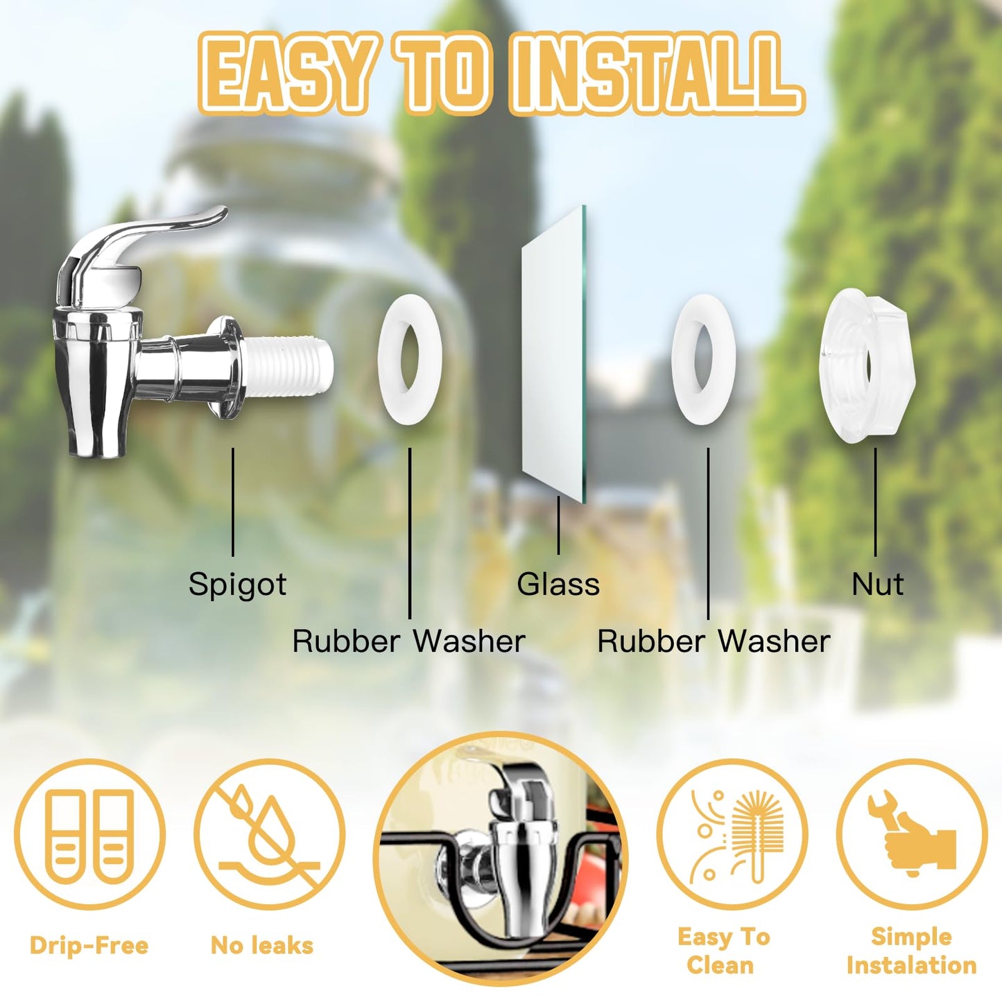 1 Gallon Glass Drink Dispensers For Parties，Lemonade Beverage Dispenser With Stand And Spigot For BBQ, Picnic, Party,Laundry Detergent Dispenser