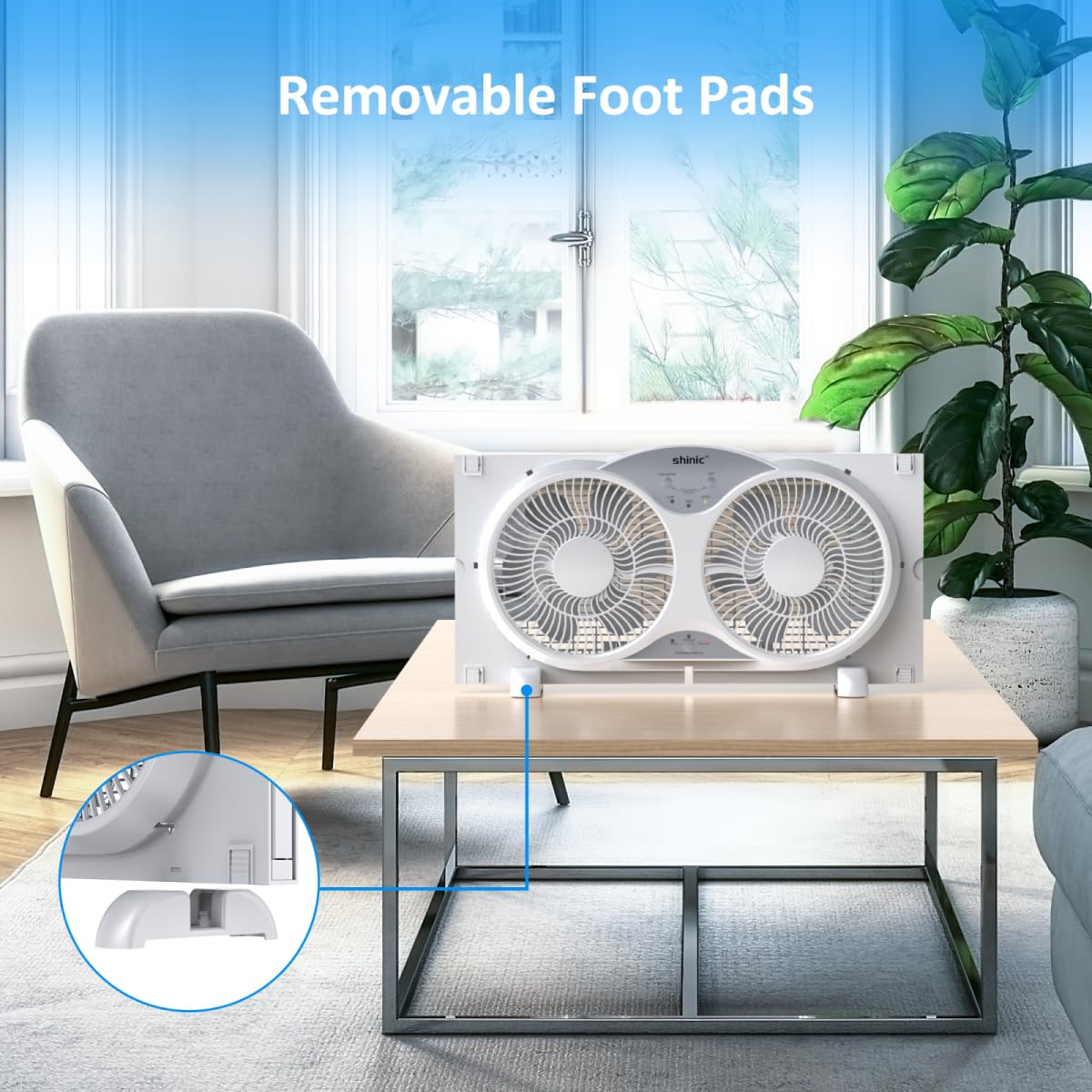 shinic Window Fan with Reversible Airflow, Twin 9" Blades, Full Remote Control, 3 Functions-3 Speeds, Bathroom Kitchen Window Exhaust Fan, Width Adjustable (From 23.8" to 37") ETL Certified