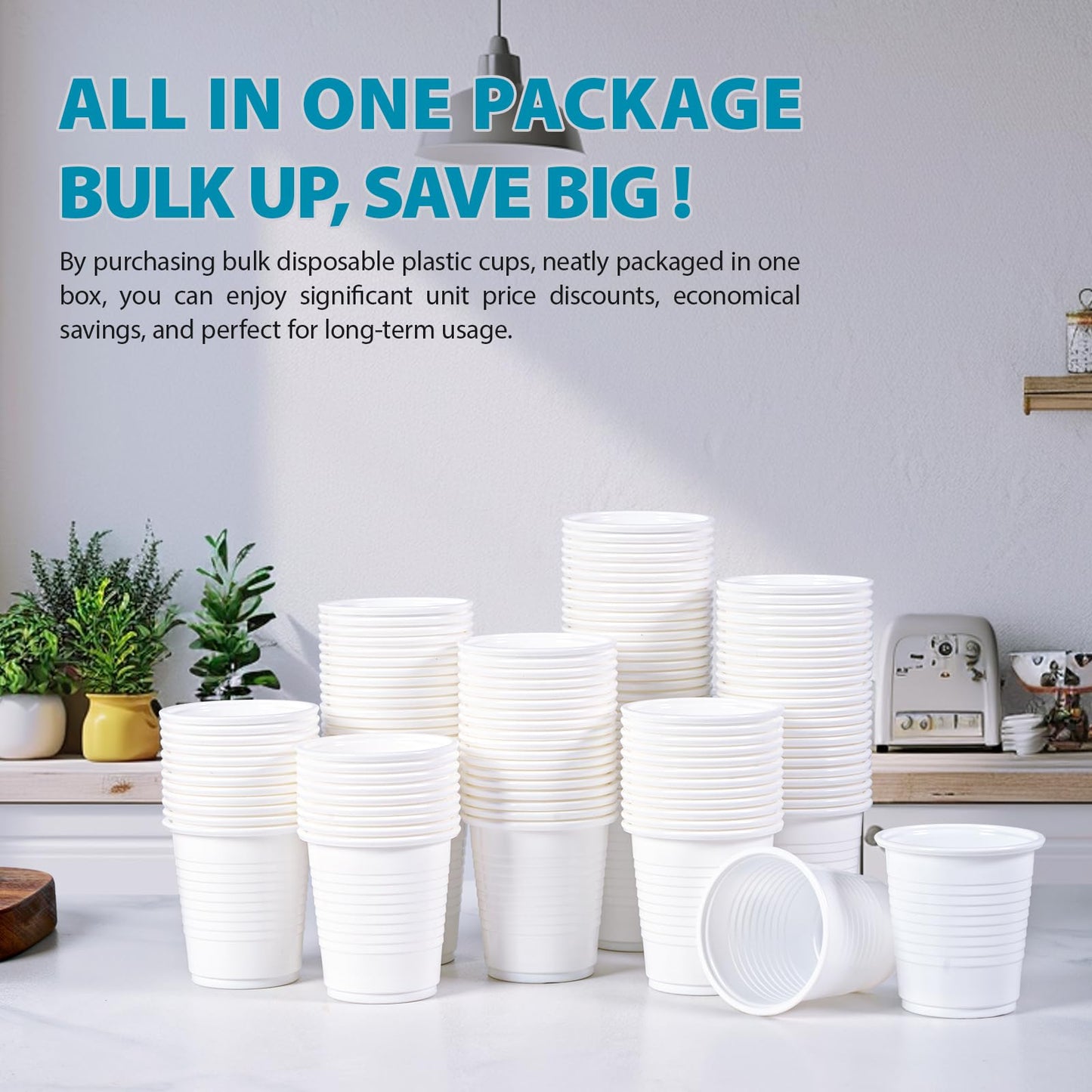 Lilymicky 2000 PACK 3 oz White Plastic Cups, 3 Ounce Disposable Plastic Bathroom Cups for Tasting, Drinking