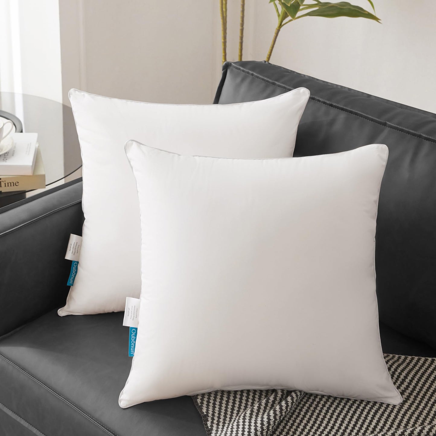 Oubonun 26 x 26 Pillow Inserts - Set of 2 - 100% Cotton Cover - 26 Inch Square - Decorative Pillow Inserts - White