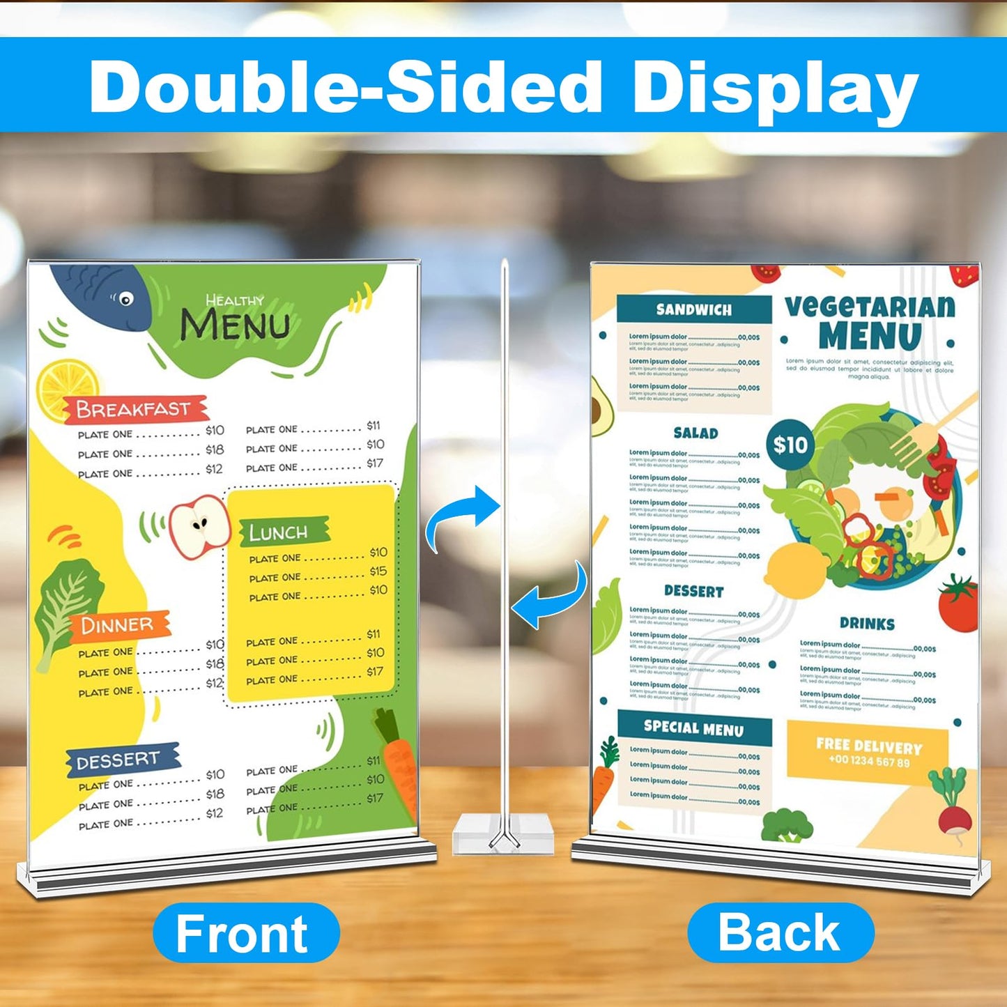 EHWINE 24 Pack Acrylic Sign Holders 4x6 Double-Sided Tabletop Display Stands for Menus Flyers & Signs, Clear Acrylic Picture Frame for Office Business Store & Events