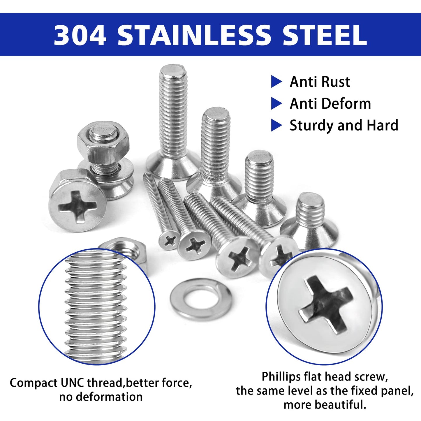 1575 PCS Nuts and Bolts Assortment Kit, Stainless Steel Phillips Pan Head & Flat Head Screws, Assorted Nuts Bolts Washers with Double Sided Organizer Box