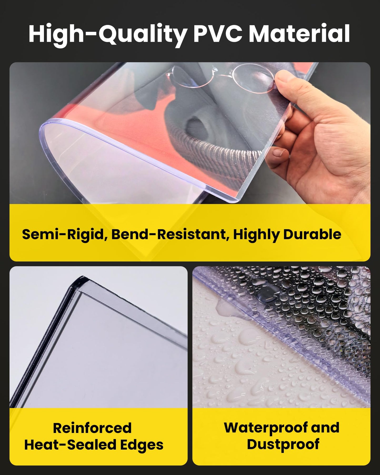 HYARUAT 12x18 Toploader - Clear Semi-Rigid PVC Sheet Protectors, Hard Plastic Sleeves for Lithographs, Posters, and Prints (10-Pack)