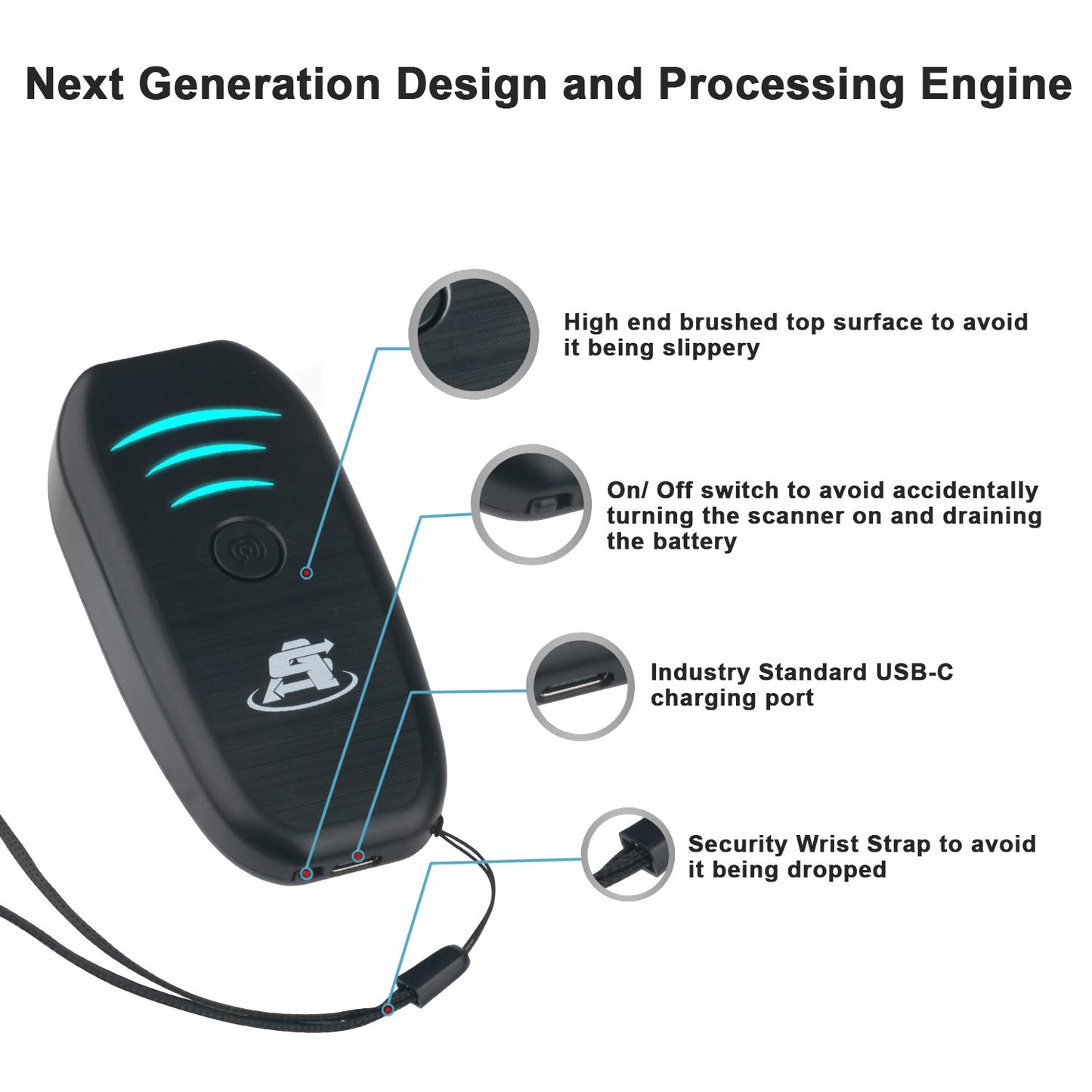 ScanAvenger Portable Mini-Wireless Bluetooth Barcode Scanner: Hand Scanners - Cordless, Rechargeable 1D & 2D Scan Gun for Inventory Management Wireless, Handheld USB QR (1D&2D Mini Barcode Reader)