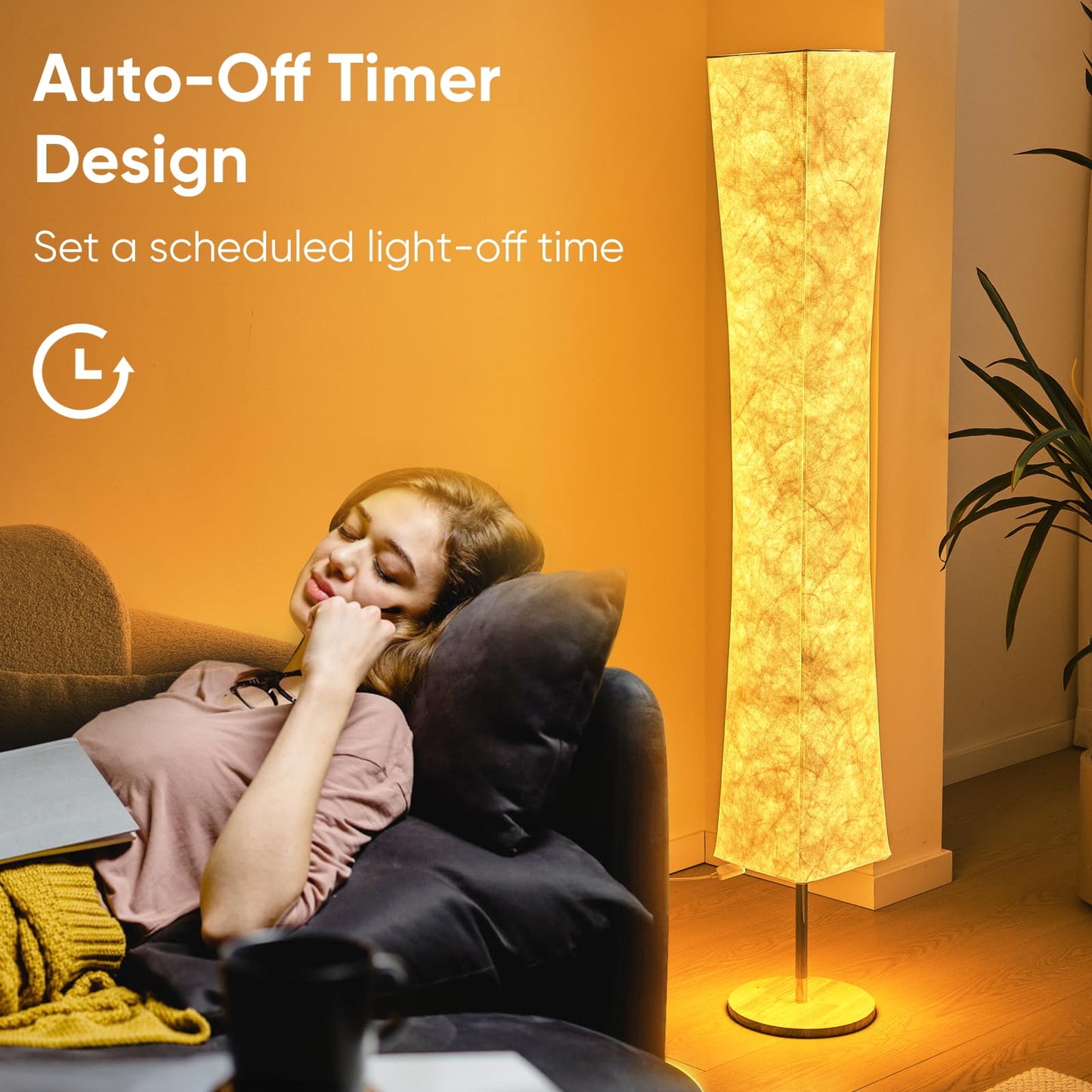 Soft Light Floor Lamp, 58 inch Simple Design Morden 3 Color Lighting Remote Control LED lamp with Tyvek Fabric Shade,Brightness Adjustable for Living Room Bedroom Game Room
