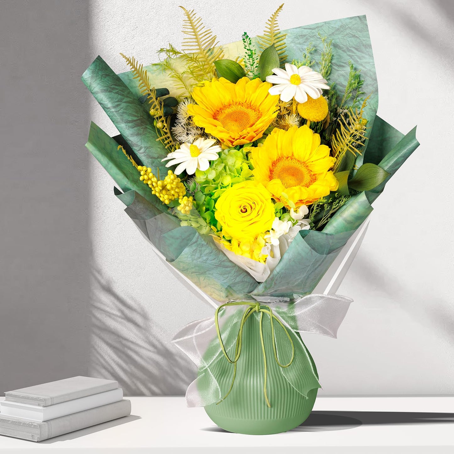 Bonsion Preserved Flowers Yellow Gifts for Women, Flower for Delivery, Preserved Sunflower Bouquets, Birthday Gifts for Grandma, Mothers Day Flowers for Wife