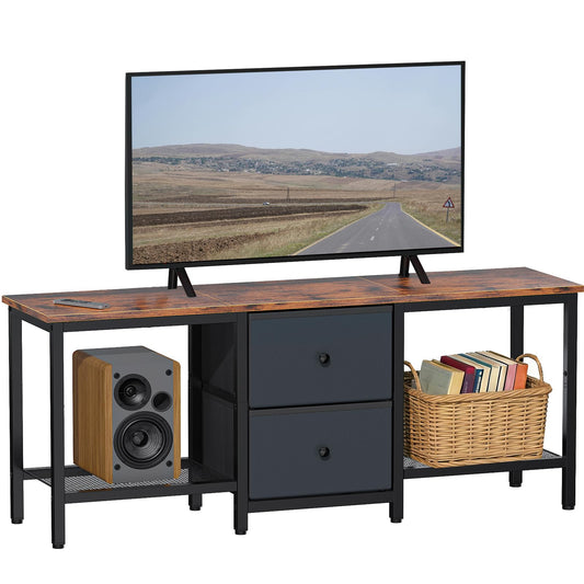 Smoproper TV Stand Suitable for TVs up to 55 Inches, Entertainment Center with Storage Drawers and Shelves, Media Console Table for Living Room and Bedroom (Brown Black)