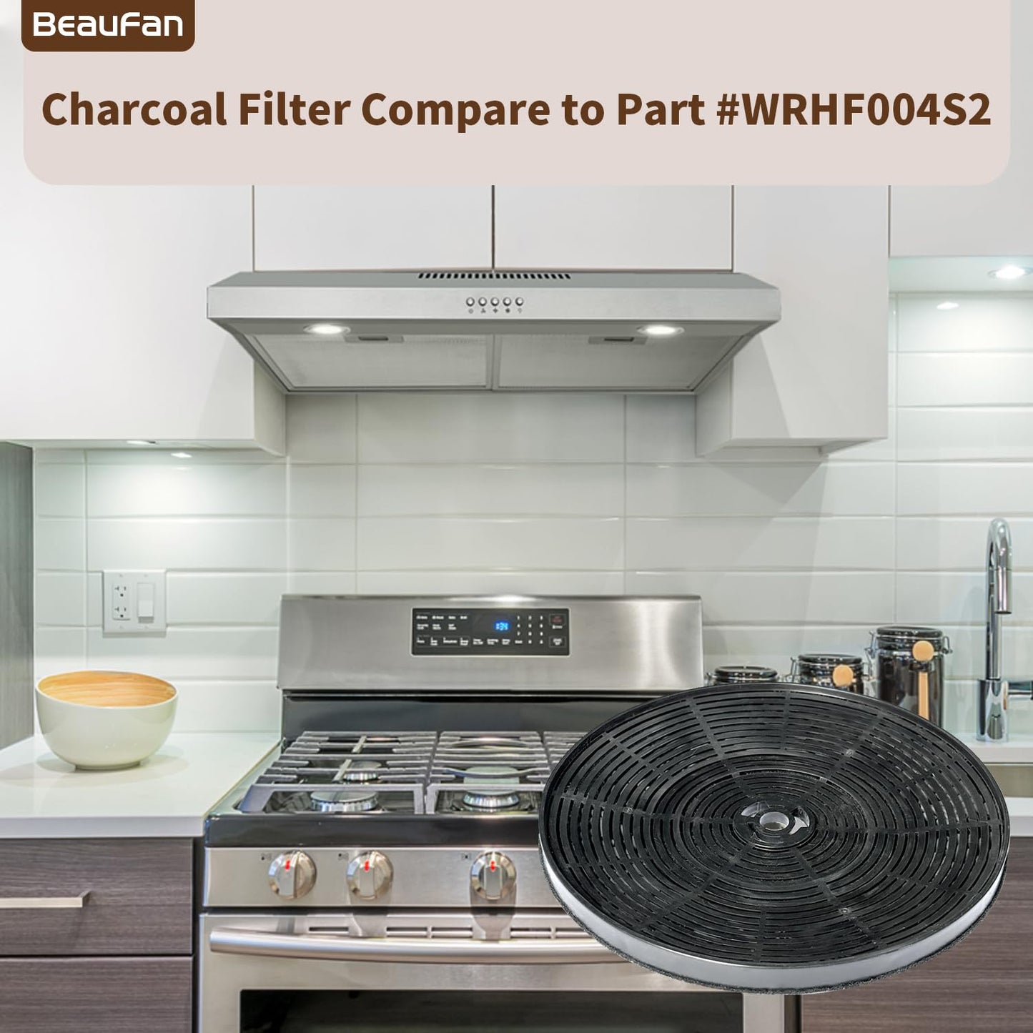 Beaufan 4 ‎WRHF004S2 Carbon Charcoal Filters Compatible with Winflo 30 In. Convertible Under Cabinet Ductless/Stainless Steel Glass Island Range Hood