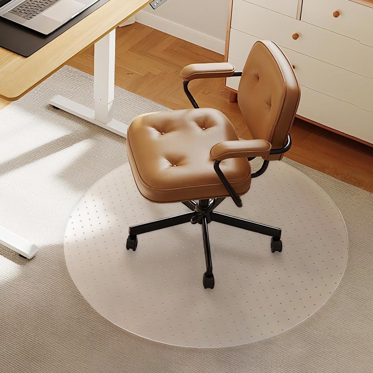 Office Chair Mat for Carpet - 36x36 Inch Plastic Computer Desk Floor Protectors for Chairs Clear Under Desk Rug Pad for Rolling Gaming Chair
