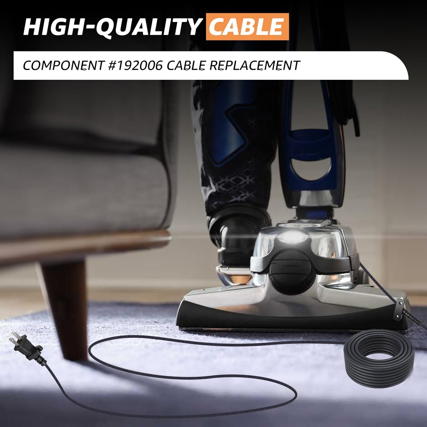 GUSUUI 192006 Power Cord for Kirby Sentria SE G10 G9 Vacuum Cleaner, 120 volt 2 Prong Vacuum Cleaner Cable, 32FT