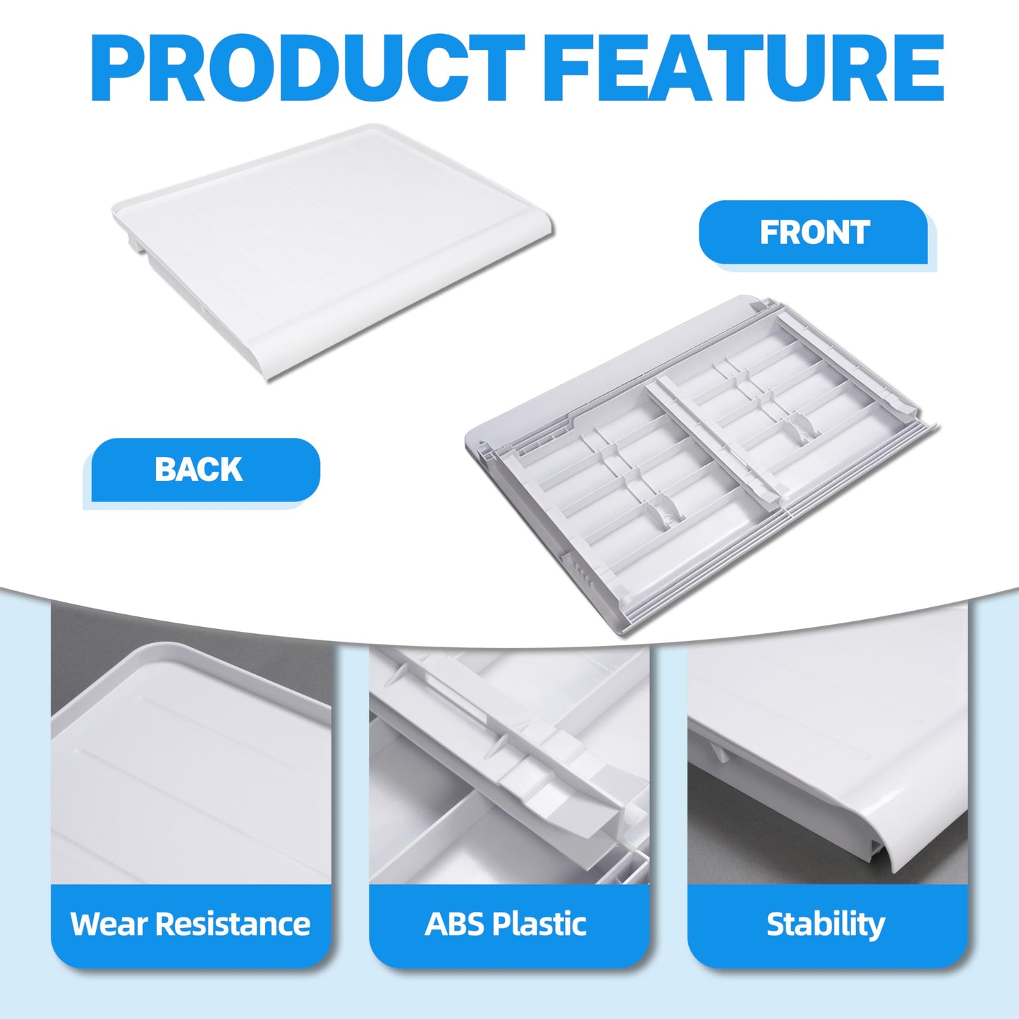 KUAFU WR32X10398 Crisper Pan Cover Compatible with GE Hotpoint RCA Refrigerators that are 14cf 15cf 17cf WR32X1094 PS890565 AP3426095 Vegetable Crisper Drawer Cover Replacement Only White