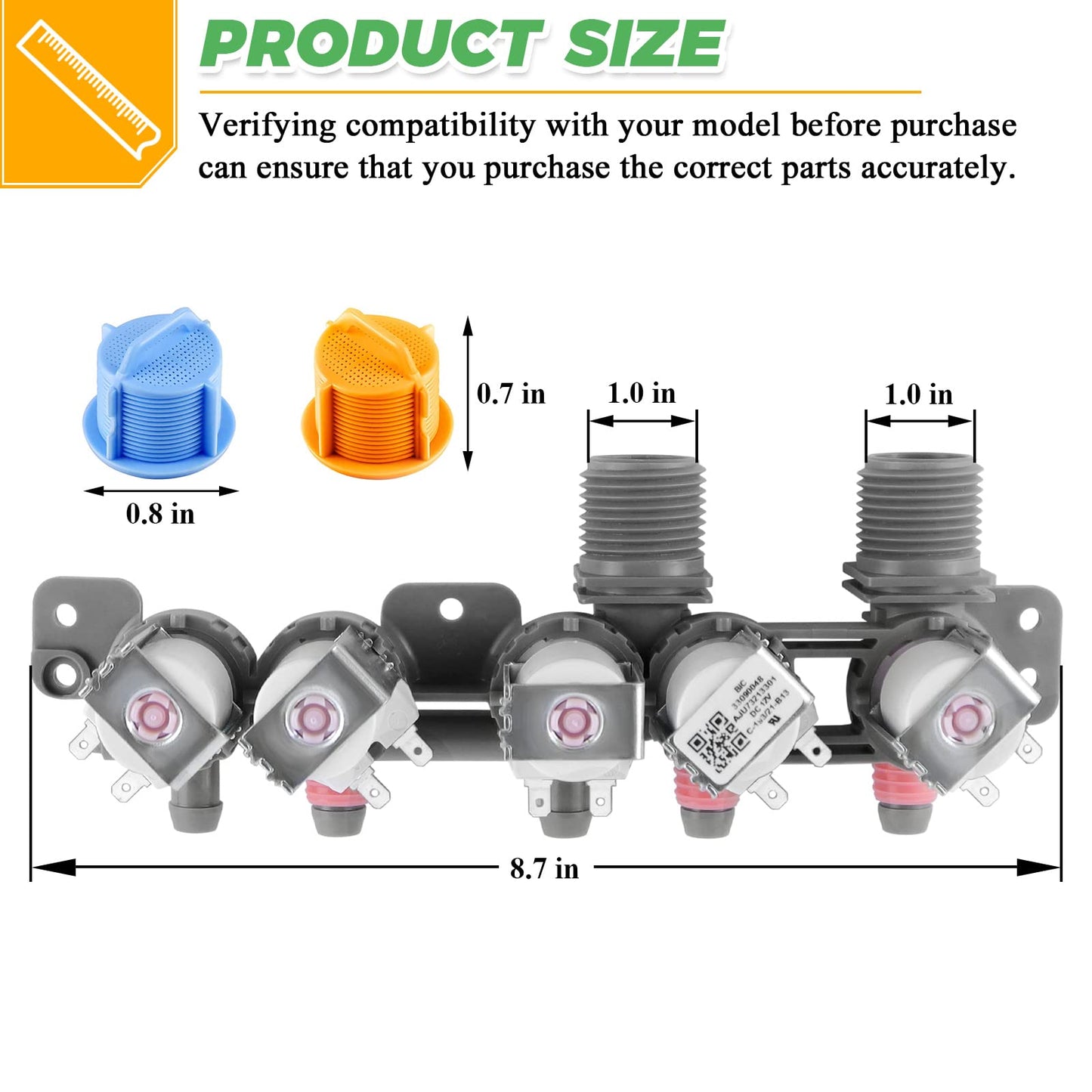 0EM AJU73213301 AJU75152601 5221ea1008f Washer Water Inlet Valve【2025】- AP6308239 Replaces for Kenmore LG Washers wt5680hva wt5270cw wt7200cw wt7200cv wt1201cw WT5001c* wt4801cw Water Inlet Valve