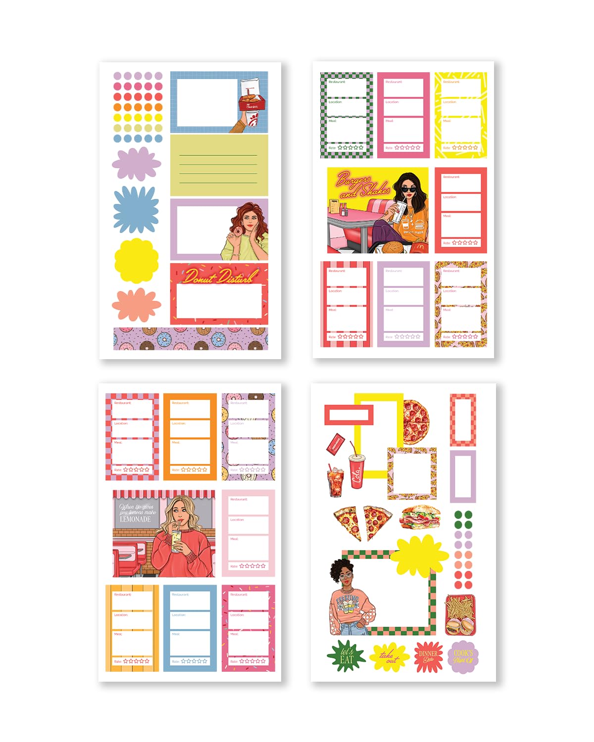 Rongrong Foodie Queen Planner Stickers Book for Planners, Calendars, Journals and Projects – Premium Quality Hand Drawn Transform Your Meal Planning - Scrapbook Stickers – 25 Pages