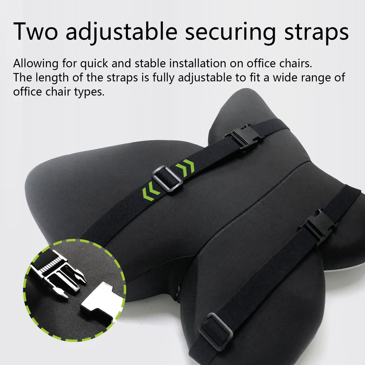FoKon Ergonomic Back Cushion for Lower Pain Relief, Momery Foam Back Pillow, Lumbar Support for Office Chair Back Support for Computer Chairs, Gaming,Home - Working,Removable & Washable Cover（Black）