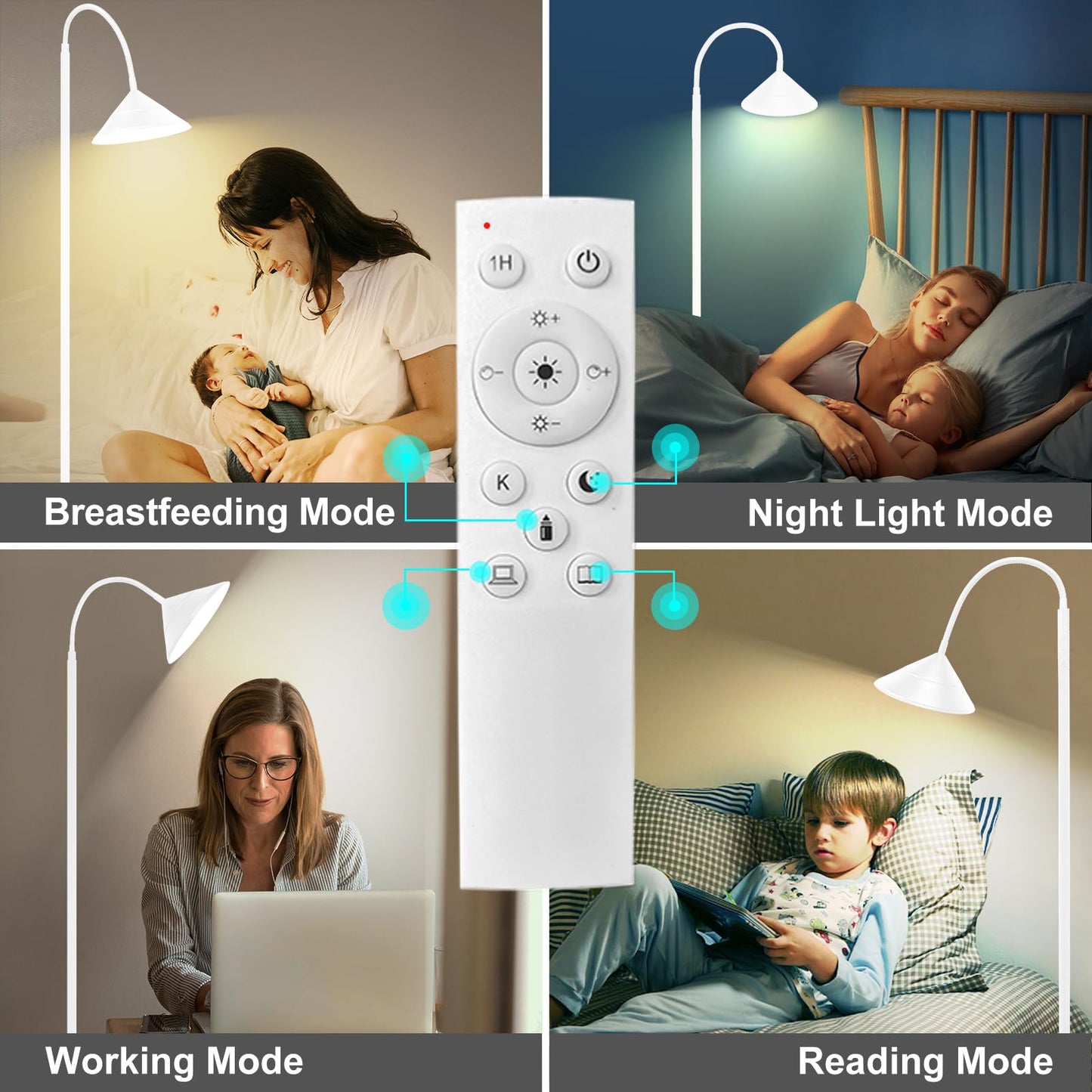mukuxin LED Floor Lamp, 18W Floor Lamp with Remote & Touch Control, 2700K-6500K Adjustable Eye Caring Standing Light for Living Room, Bedroom, Office
