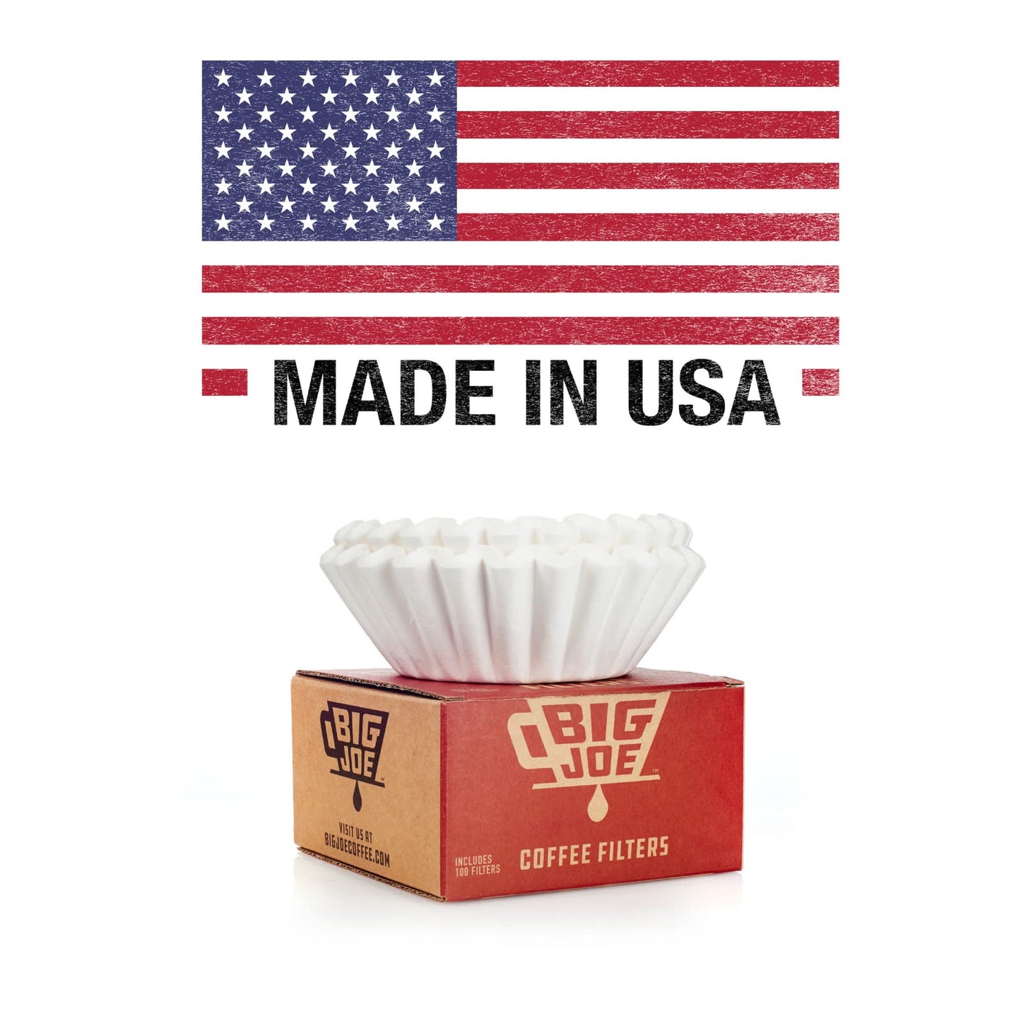Big Joe® Large Coffee Filters (500 Count) - Extra Tall Walls Prevent Ground Overflow - Fits BUNN 12-Cup Commercial Pour Over & Drip Machines - 9¾" Diameter, 2¾" Walls - Made in USA