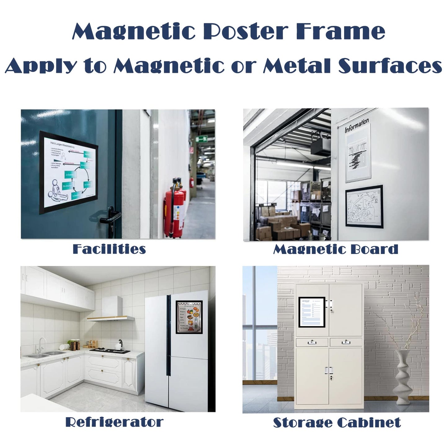 JIUYE 20 Pcs Magnetic Poster Frame,11"x17" Magnetic Framed Holder,One-piece‌ Plastic Poster Frames Sign Holder with Magnet Strip Back used on Metal Surface,for displaying Bulletin/Notice/Posters