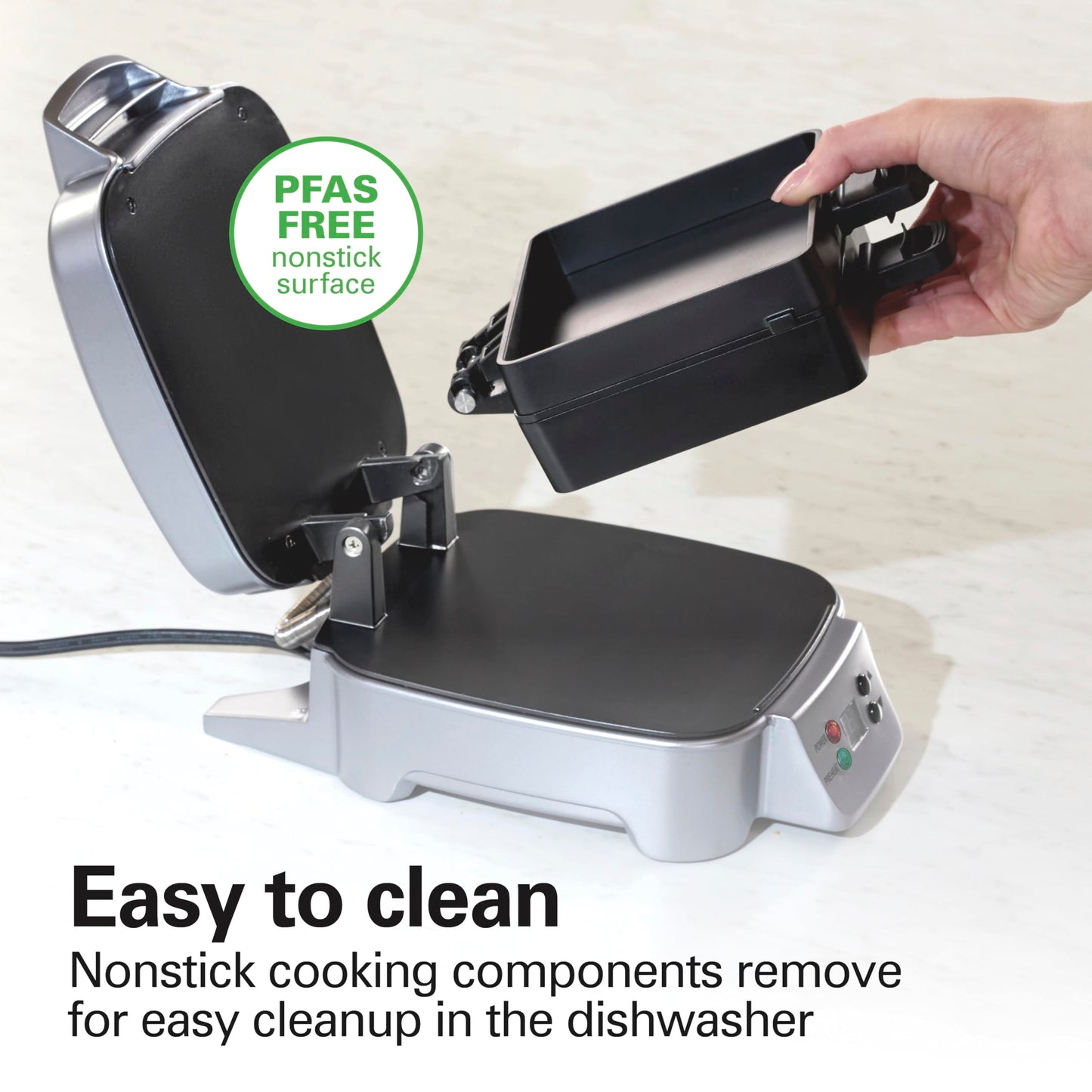 Hamilton Beach Sandwich Stacker Customizable Hot Sandwich Maker, 24 Sq. In. Non-Stick PFAS-Free Cooking Surfaces, Built-In Timer, Compact, Dishwasher-Safe, Silver (25471)