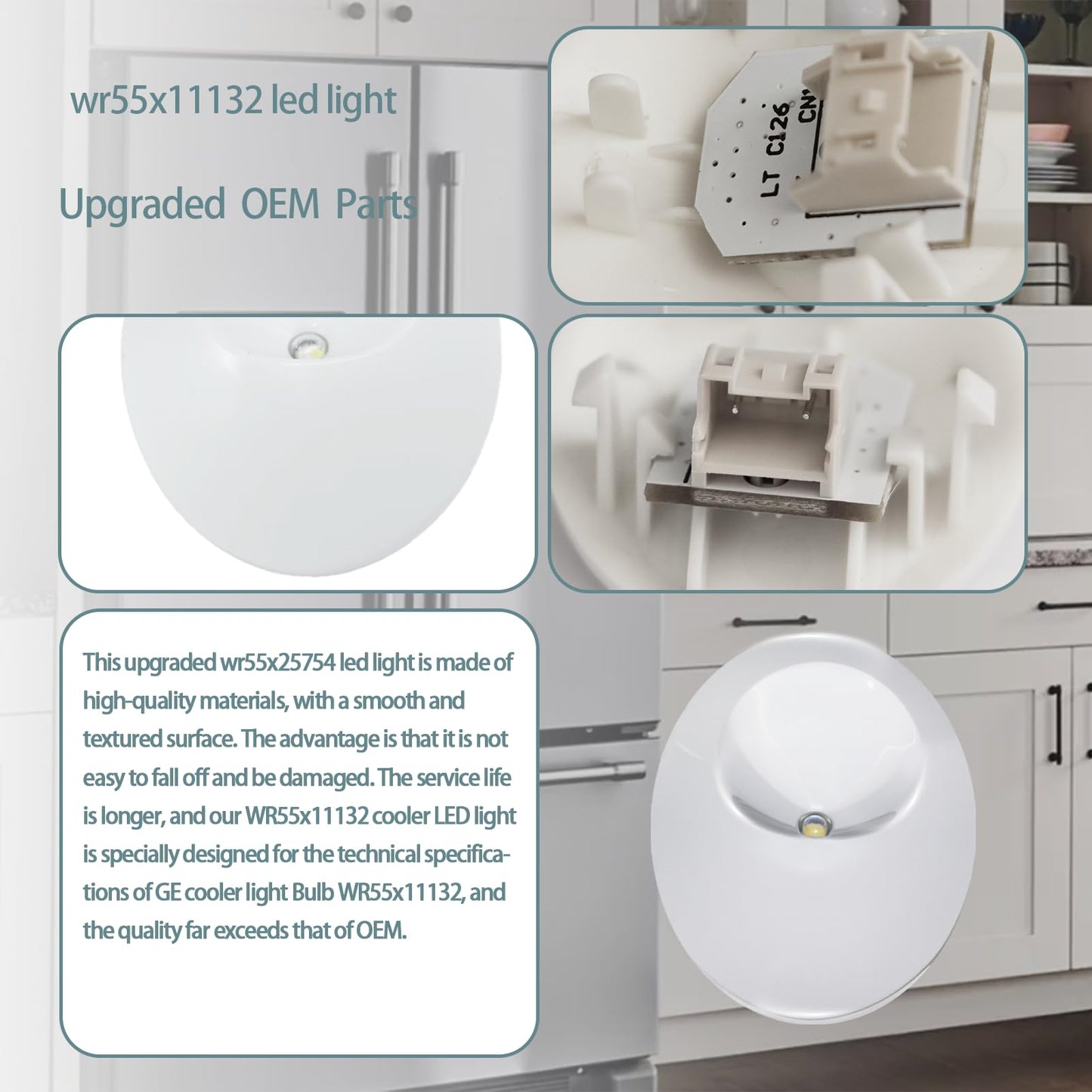 Upgrade WR55X11132 WR55X25754 Refrigerator Led Light and Cover Assembly*3（White） Replace WR55X26487 WR55X30603 WR55X30602 WR55X26486 Compatible with Ge Refrigerator Led Light Assembly 2-Year QA