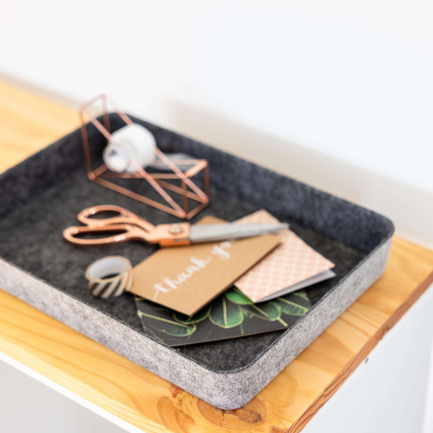 Three by Three Seattle Felt Like It! 13 x 9.5 Inch Felt Tray Drawer Organizer, Fits Standard Letter Size Paper Sheets, 3 Pack (Charcoal)