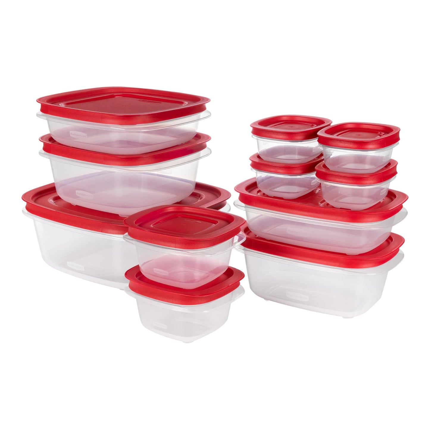 Rubbermaid EasyStore Rectangle and Square Containers, 22-Piece Set, Food Storage Containers with Lids