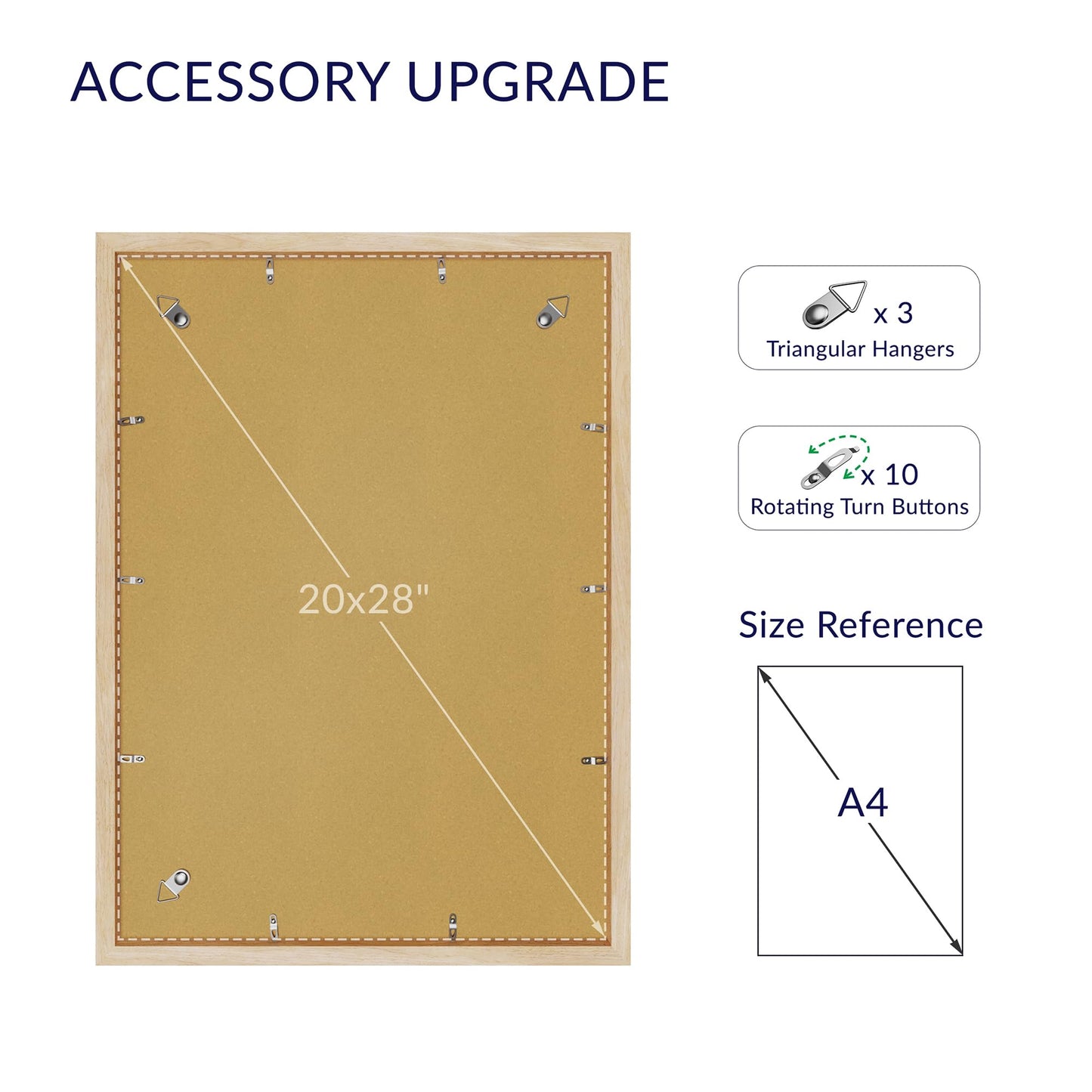Chrspk 20X28 Poster Frame, Display Pictures 16X24 with Mat or 20X28 Without, Wall Hanging Frames, Natural Oak, 3 Pack