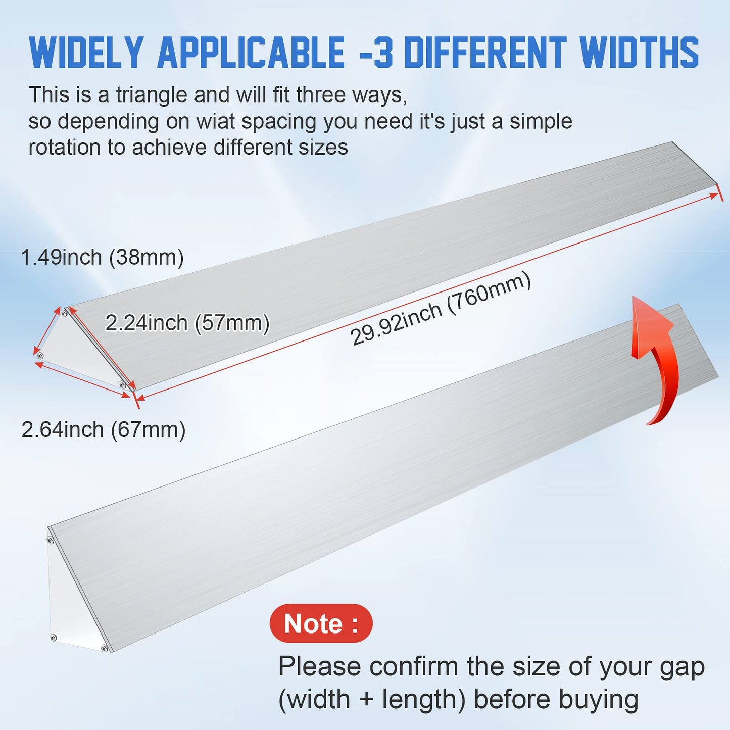 30" Slide-in Range Rear Filler Kit W10113901A, Stove Gap Universal Triangular Filler Strip, Cooktop Trim Kit Between Stove and Backsplash for Whirlpool & Most Brand, Durable Aluminum, Silver