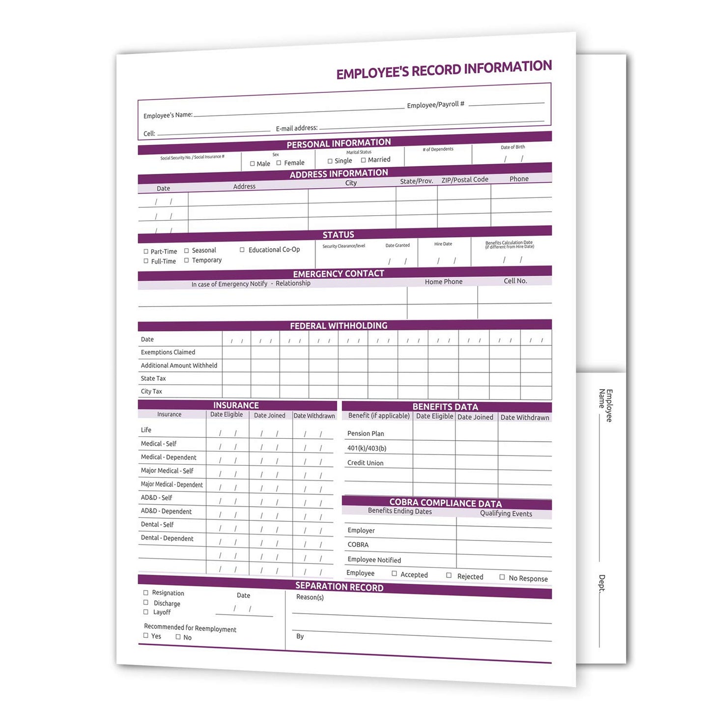 NextDayLabels Employee Personnel File Folders - 25-Pack Preprinted HR Folders with Secure Internal Pockets - Heavyweight White Cardstock for Discreet Employee Records - Made in USA