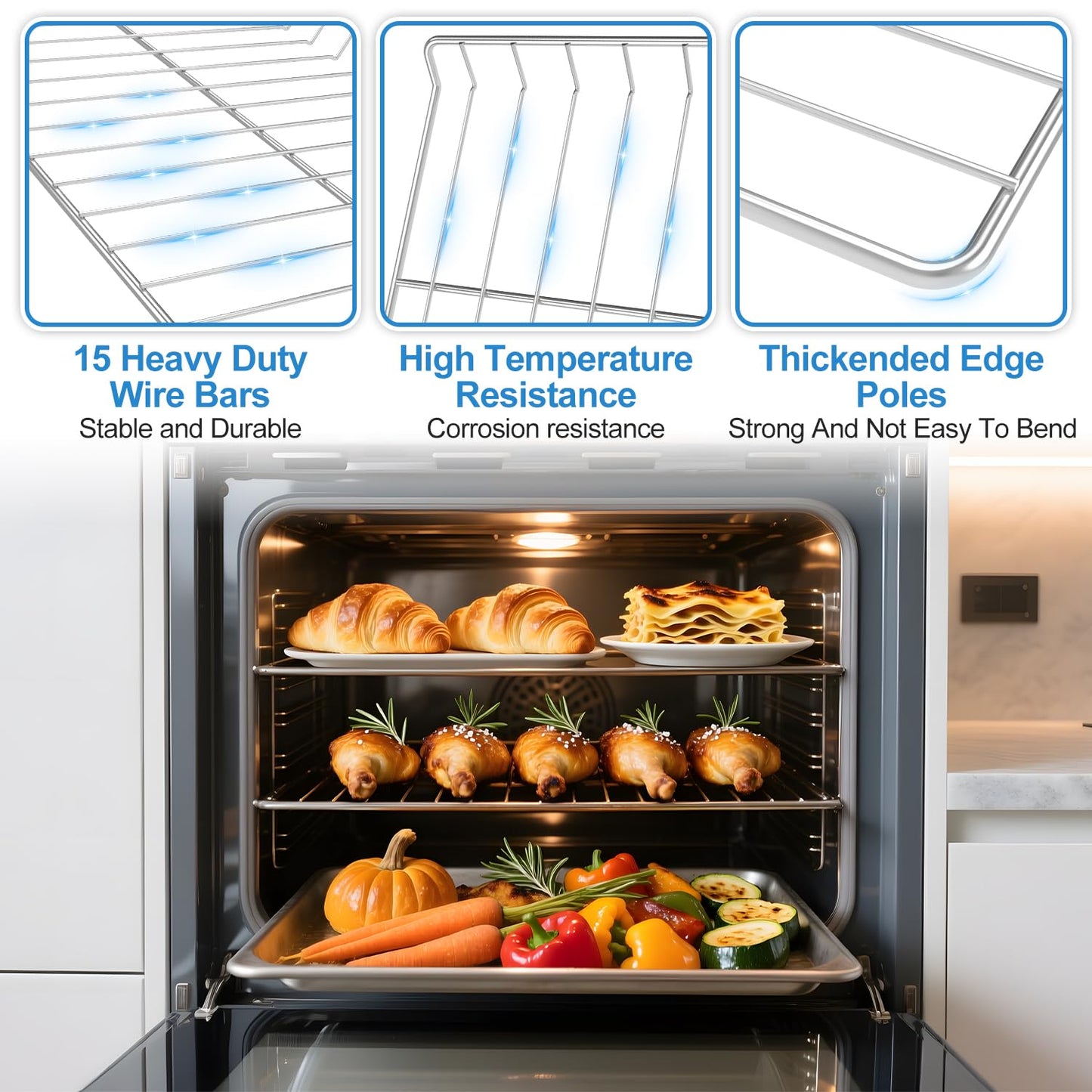Upgraded WPW10179152 24.7x 15.7" Oven Rack Replacement Parts Perfect For Whirlpool Double Convection Stove/Oven Rack-Flat W10179152 Oven Shelf For KitchenAid Maytag Electric Gas Stove Racks