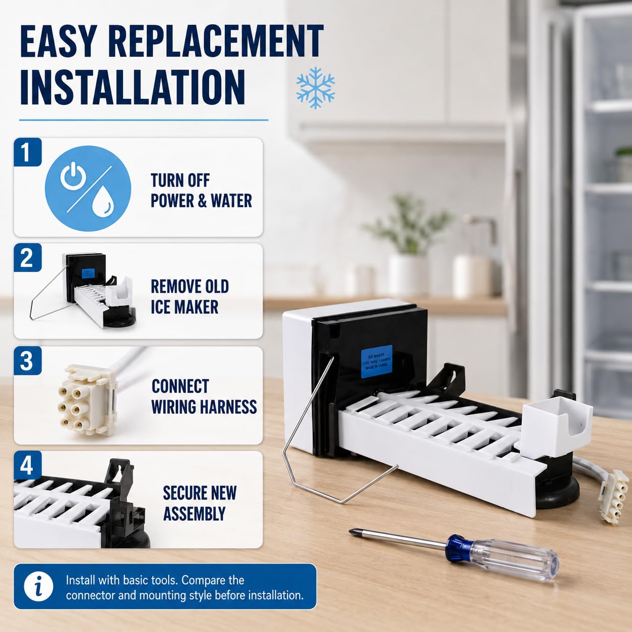 241798231 241798224 241798211 Ice Maker Replacement, 5303918277 Assembly Compatible with Select Frigidaire Electrolux Kenmore Sears Refrigerators, Replaces 241642511 241642501 241798201, Not Universal